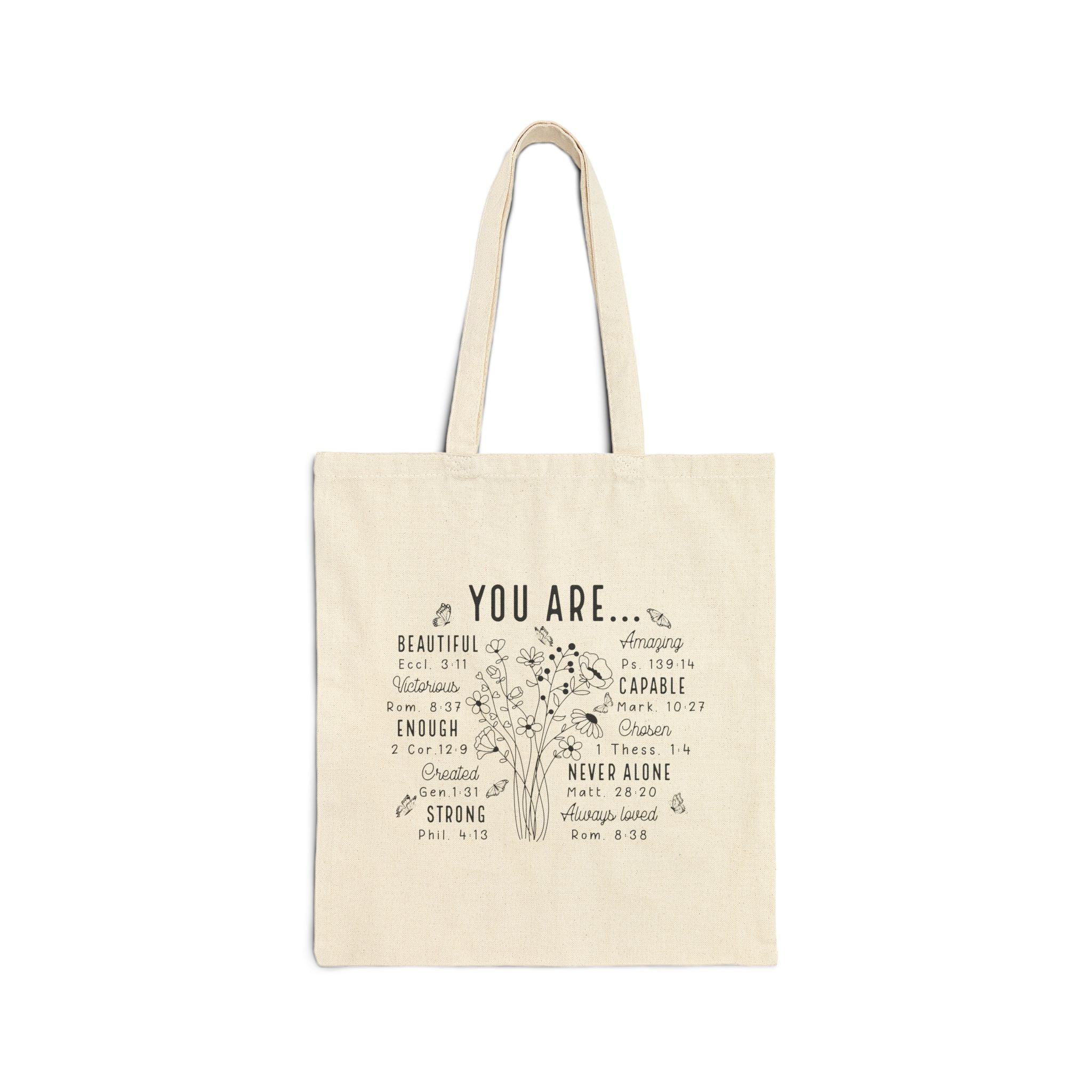 Tote Bag - 'You are beautiful strong capable' Inspirational Design