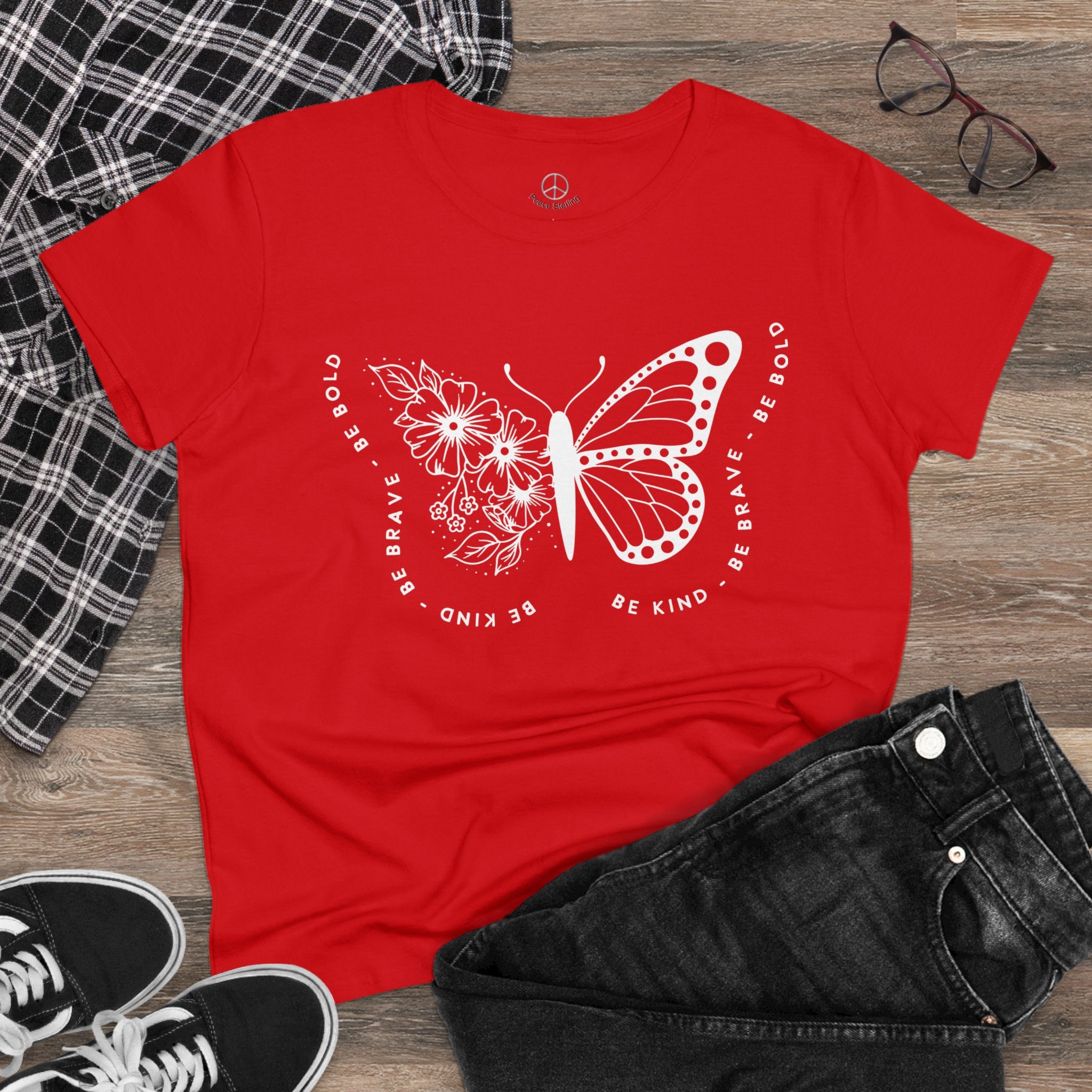 Empowerment Butterfly Women's Cotton Tee - Be Kind, Be Brave, Be Bold