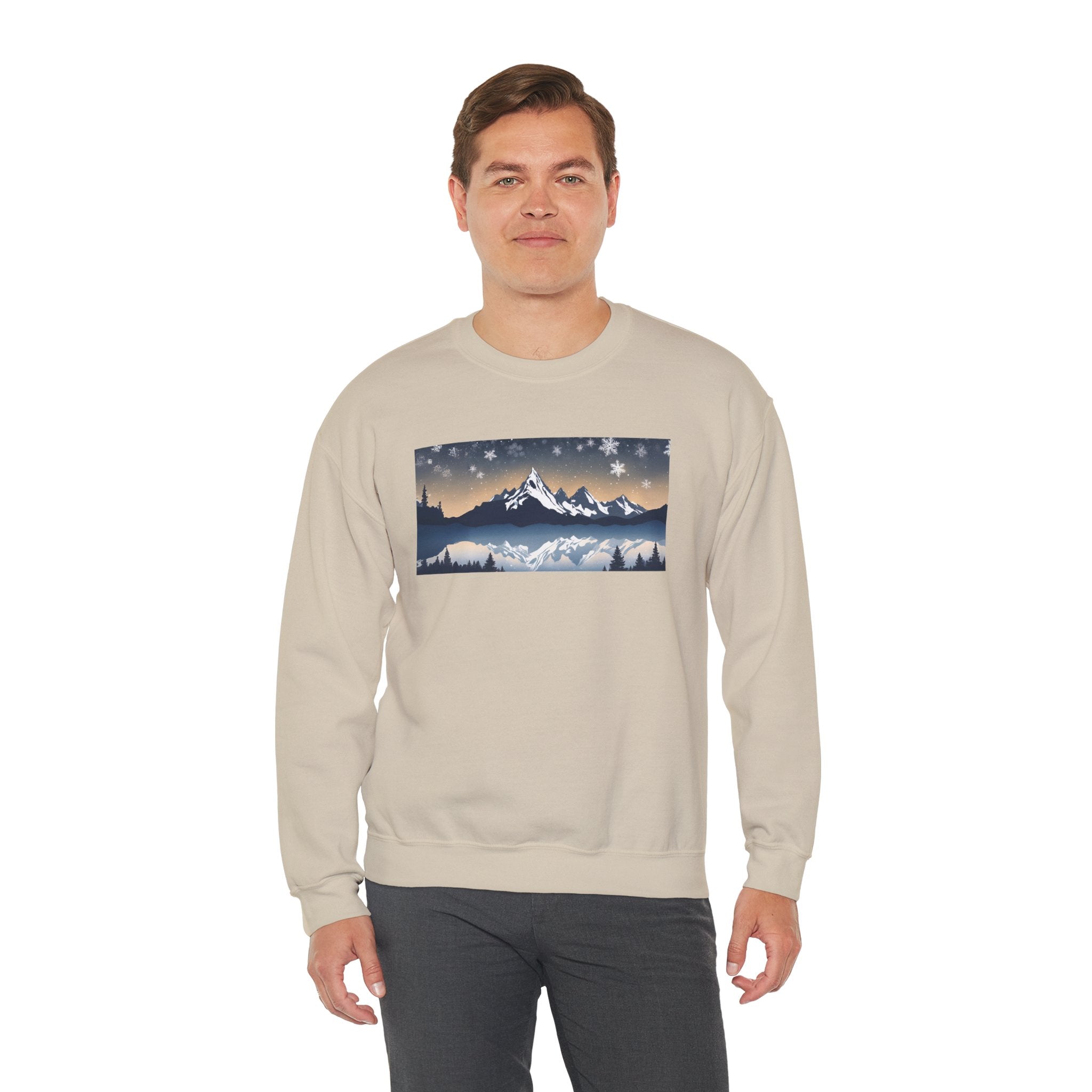 Cozy Mountain Landscape Crewneck Sweatshirt - Winter Essentials