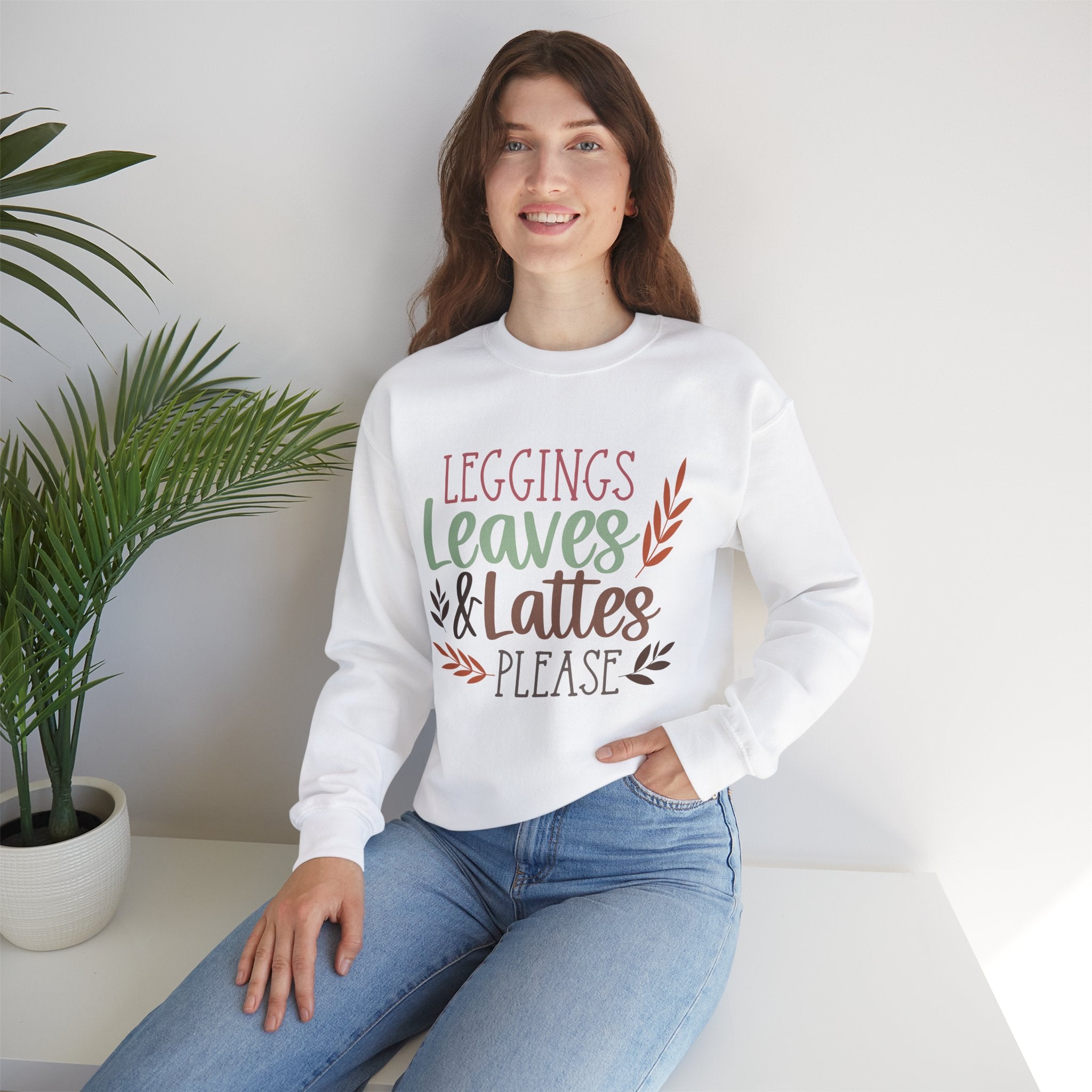 Leggings, leaves & Latte Crewneck Sweatshirt