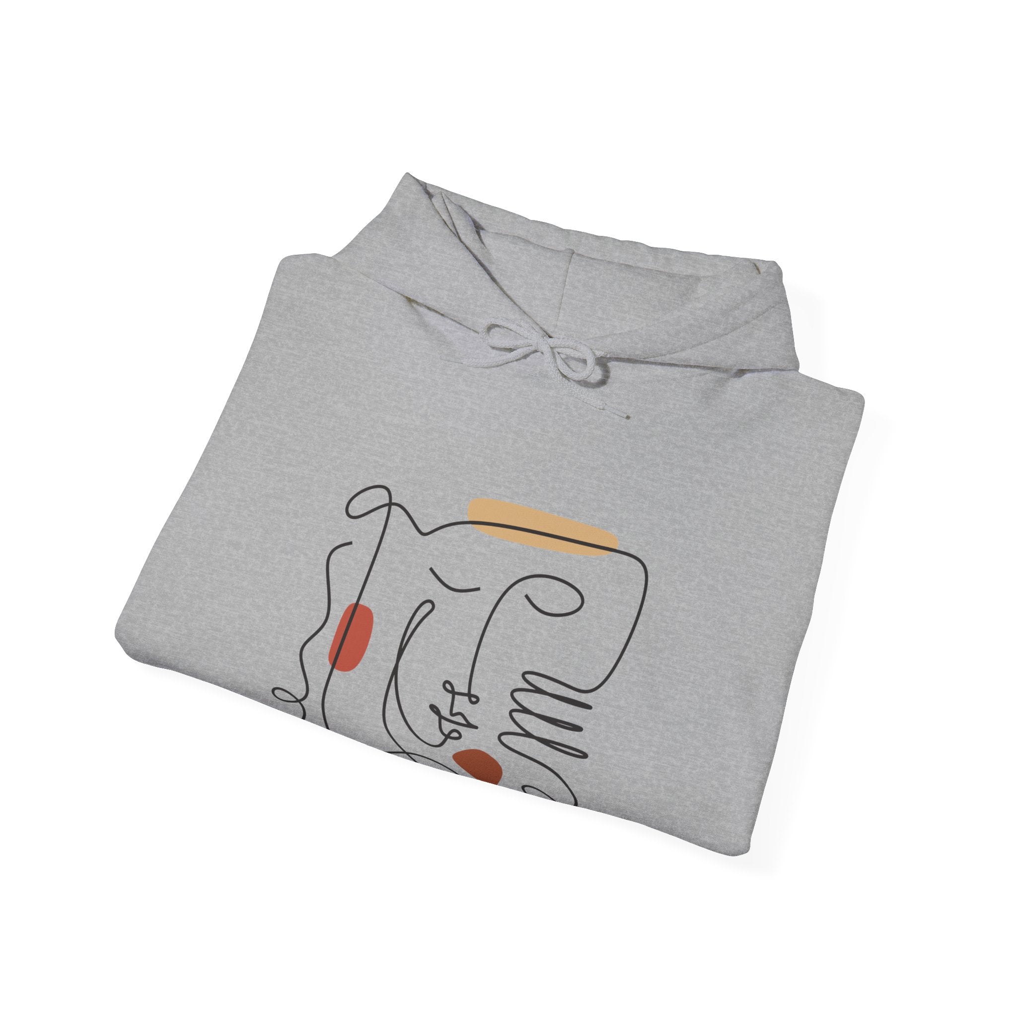Abstract Face Line Art Hooded Sweatshirt
