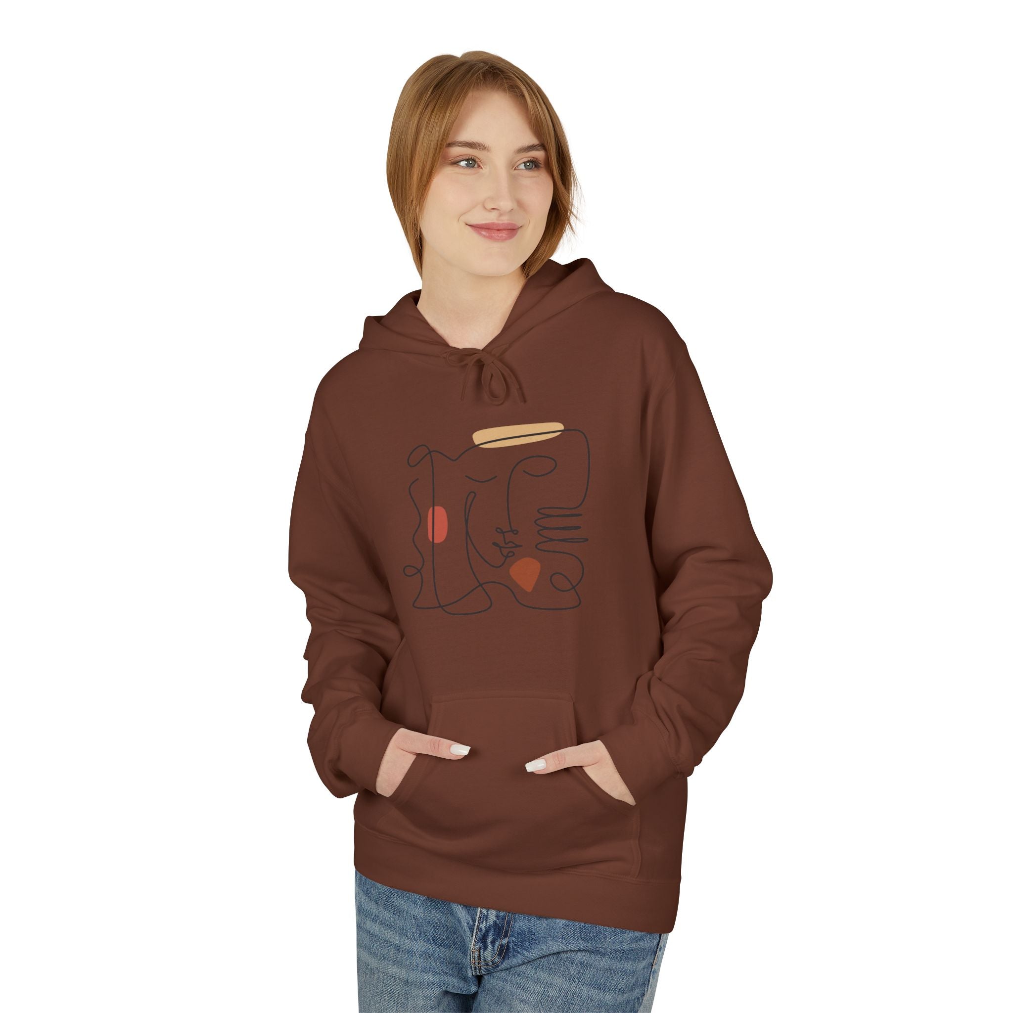 Abstract Face Art Line Hoodie - Comfortable & Stylish for Everyday Wear