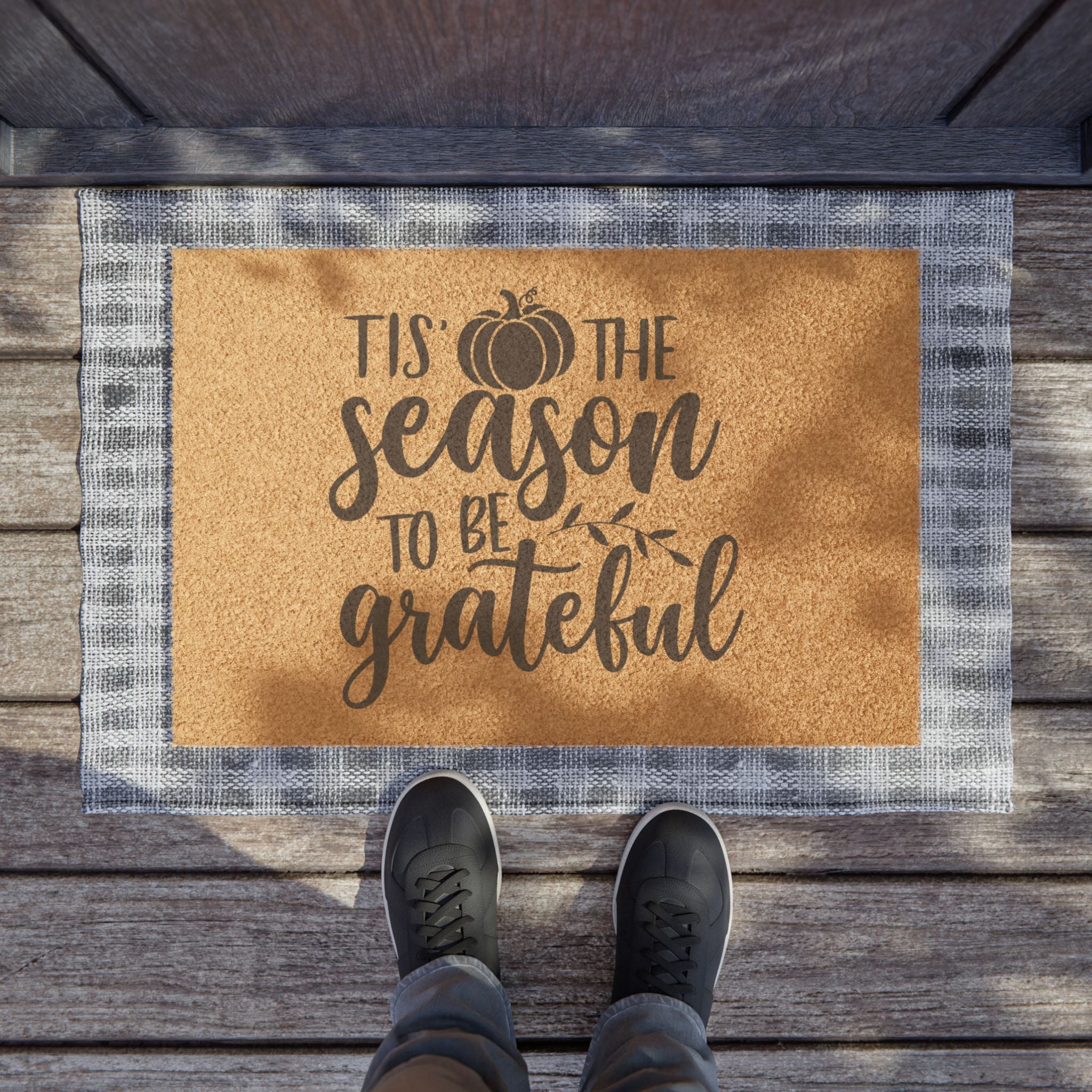 Tis the Season to be Grateful Outdoor Mat