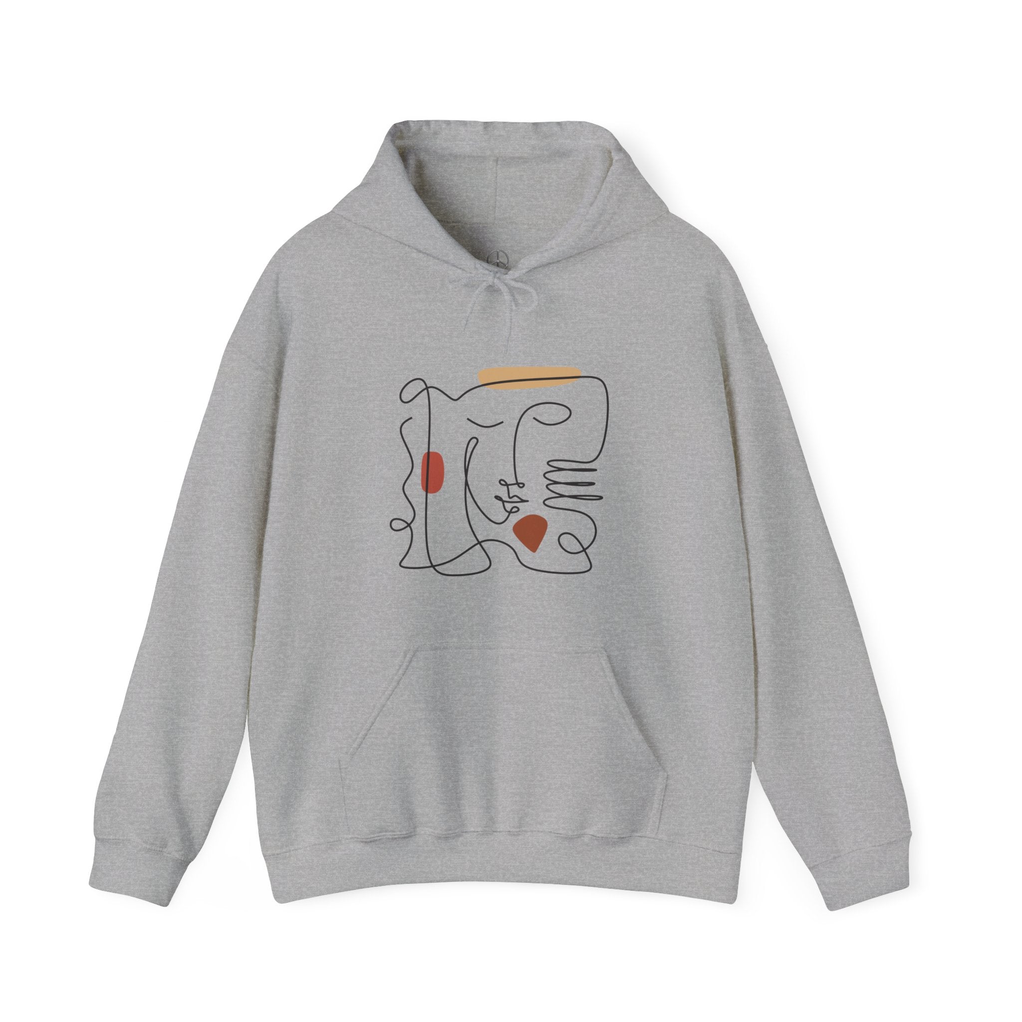 Abstract Face Line Art Hooded Sweatshirt