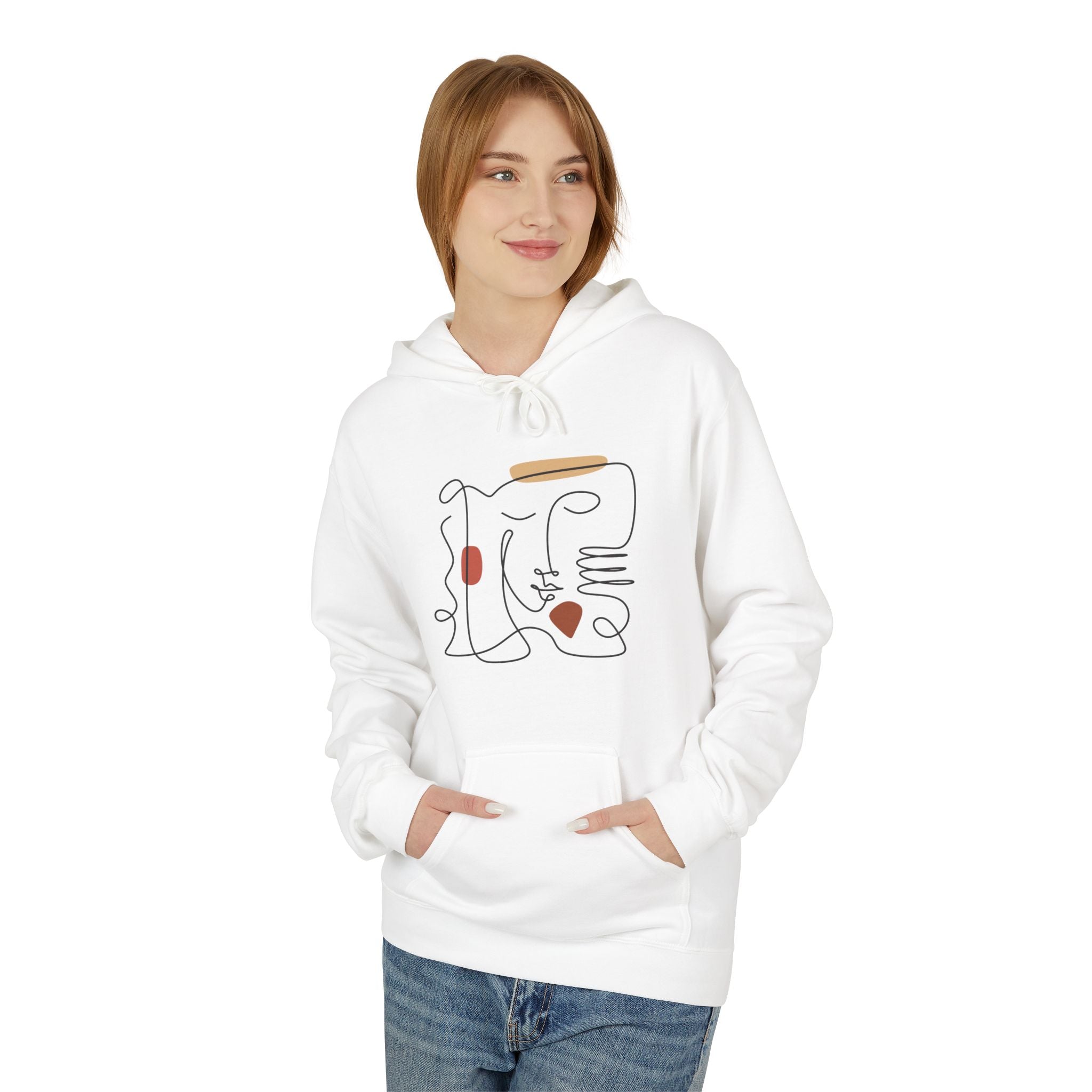 Abstract Face Art Line Hoodie - Comfortable & Stylish for Everyday Wear