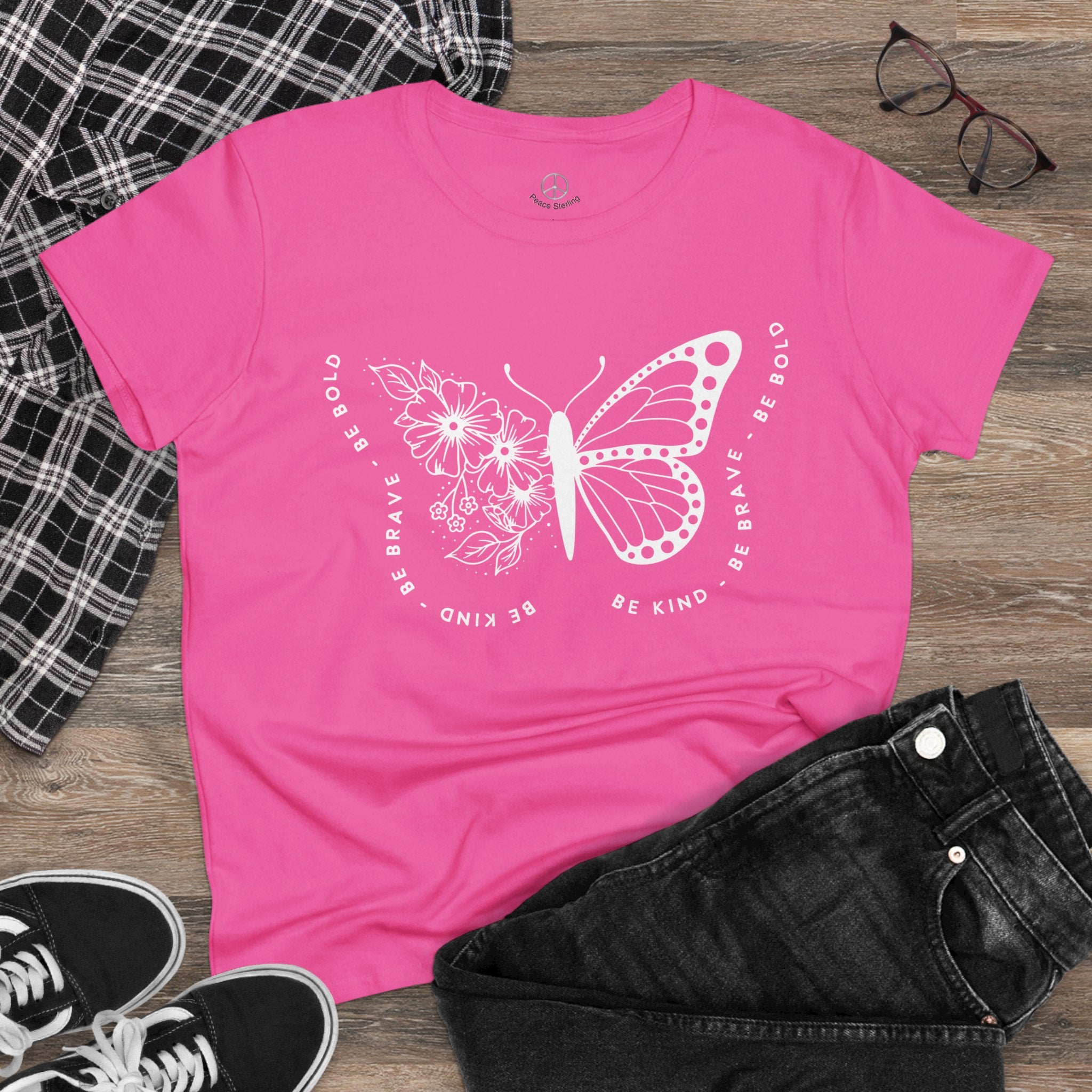 Empowerment Butterfly Women's Cotton Tee - Be Kind, Be Brave, Be Bold