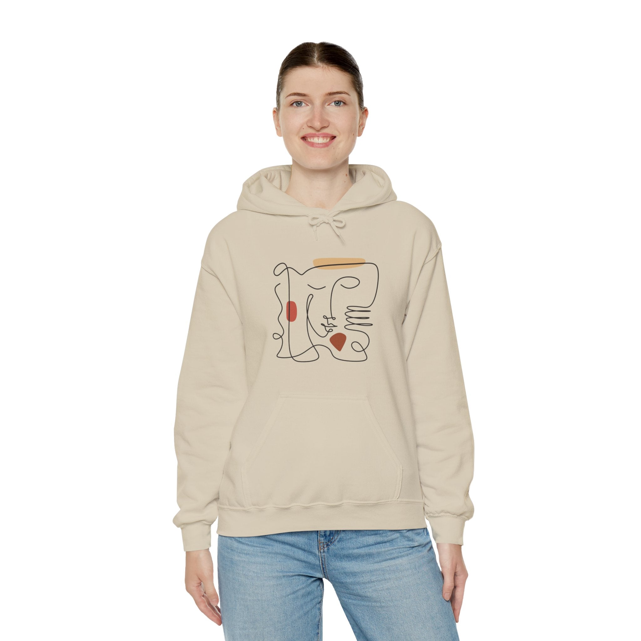 Abstract Face Line Art Hooded Sweatshirt