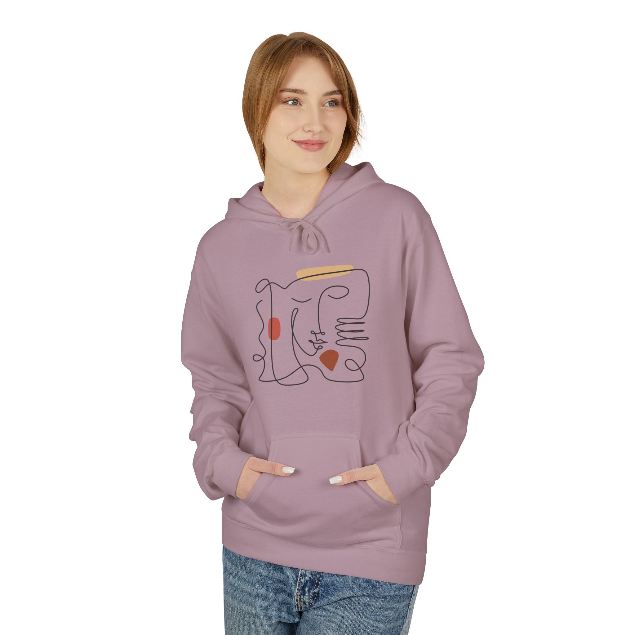Abstract Face Art Line Hoodie - Comfortable & Stylish for Everyday Wear