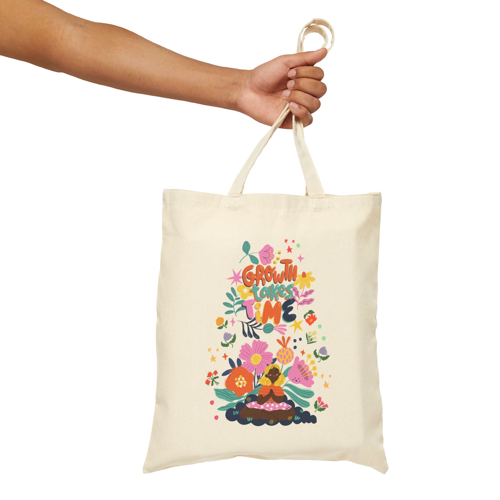 Tote Bag - 'Growth Takes Time' Inspirational Design