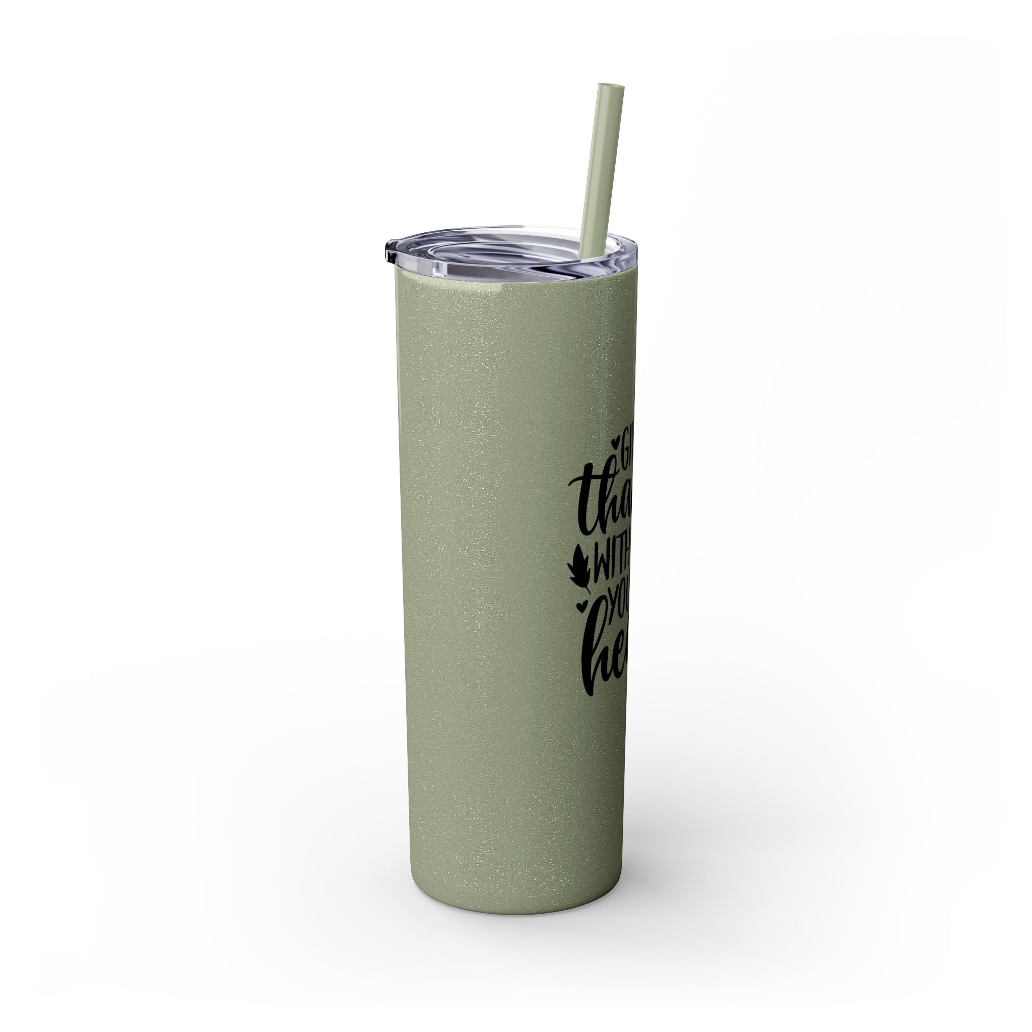 Give Thanks... Skinny Insulated Tumbler with Straw 20oz