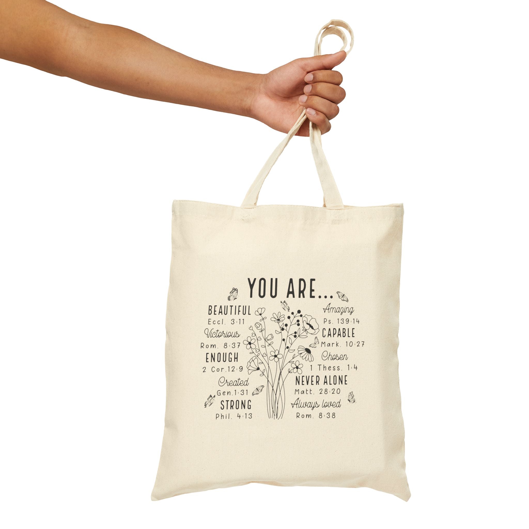 Tote Bag - 'You are beautiful strong capable' Inspirational Design