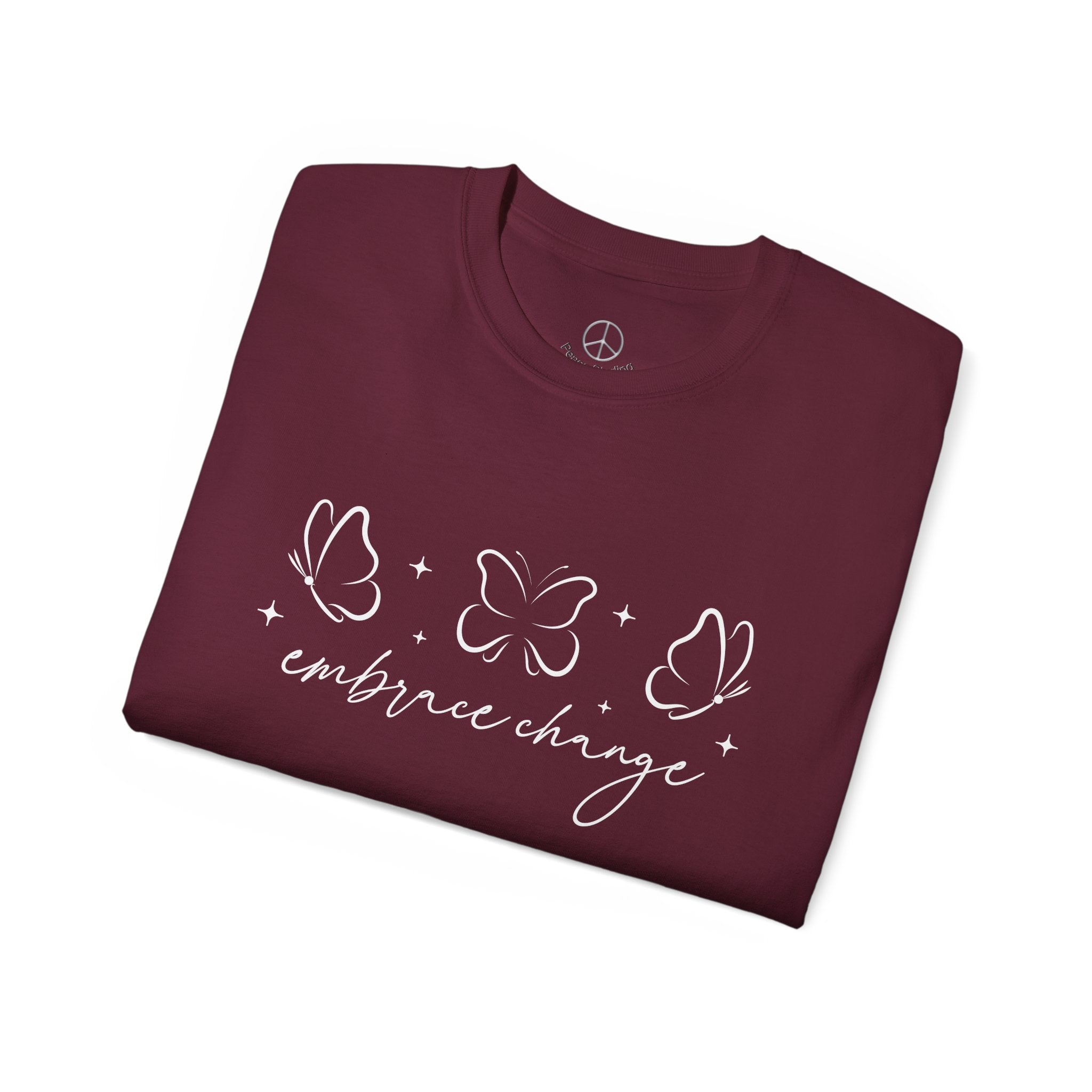 Embrace Change T Shirt - Inspirational Butterfly Graphic Top