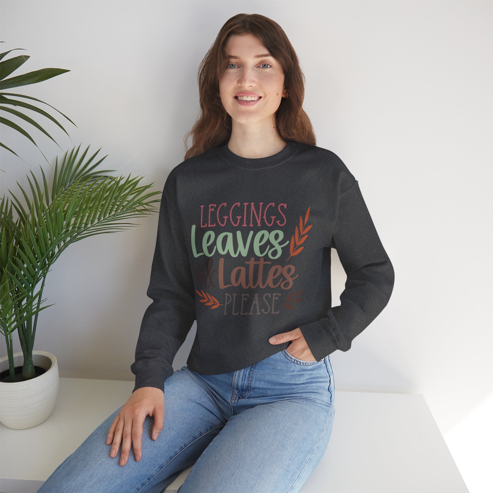 Leggings, leaves & Latte Crewneck Sweatshirt