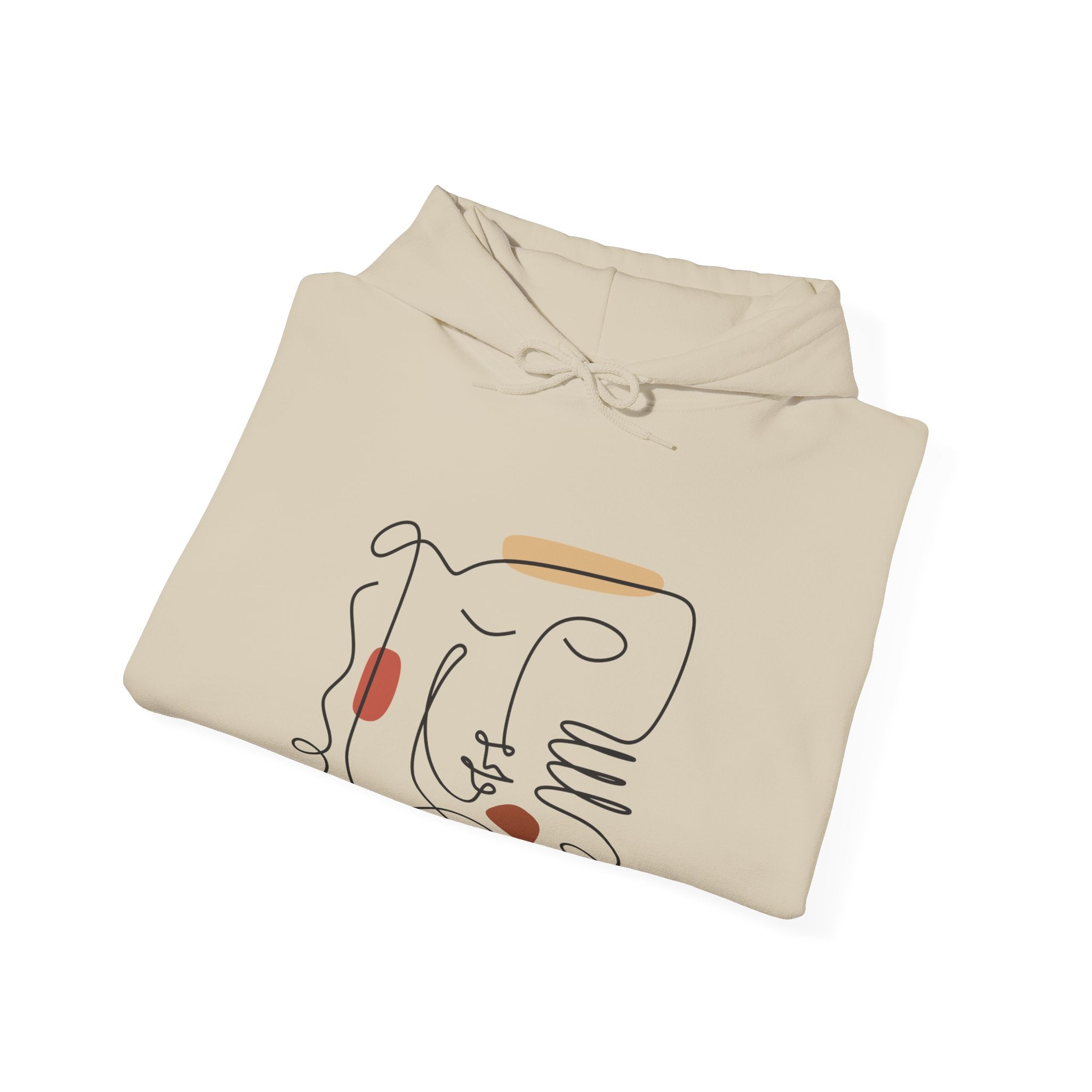Abstract Face Line Art Hooded Sweatshirt