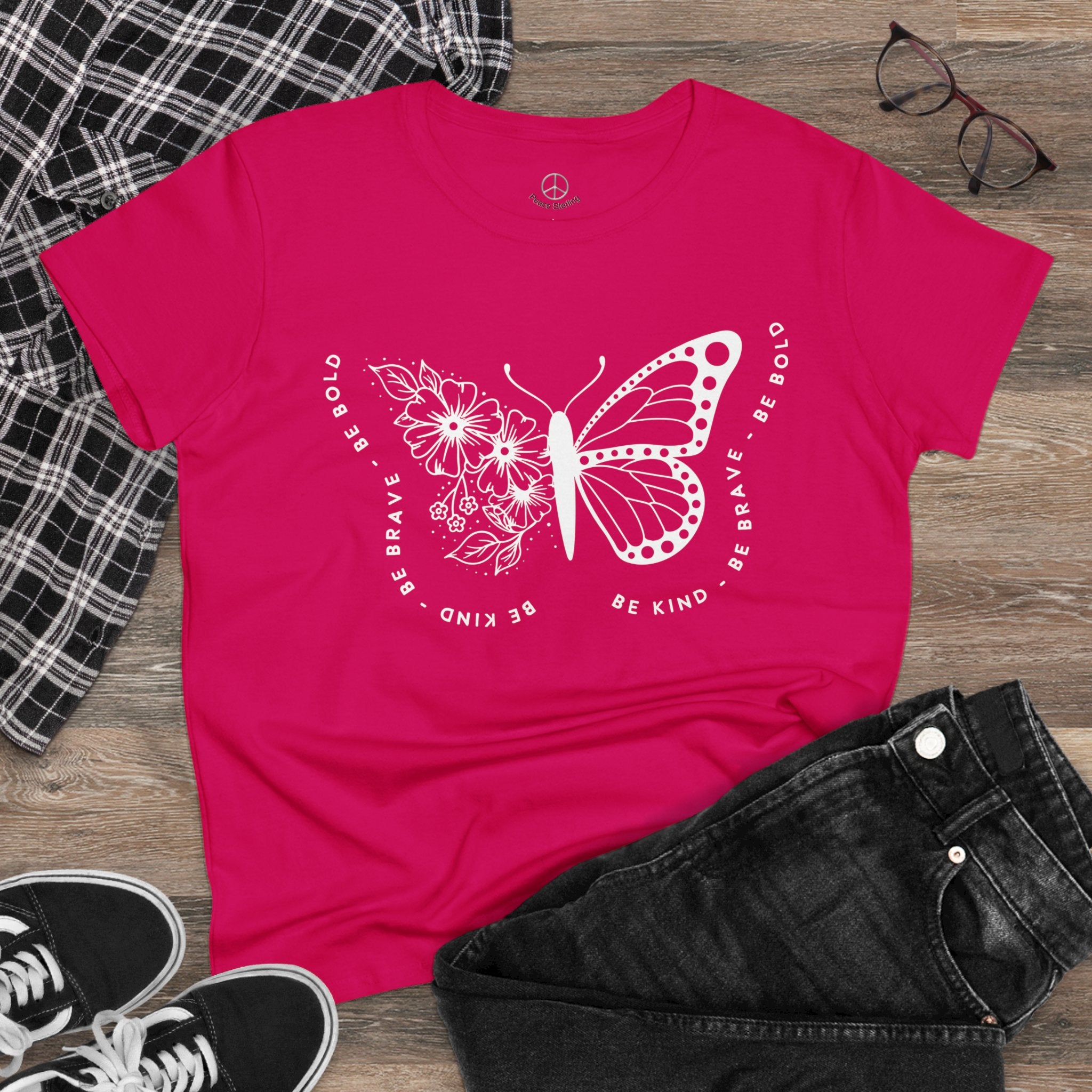 Empowerment Butterfly Women's Cotton Tee - Be Kind, Be Brave, Be Bold