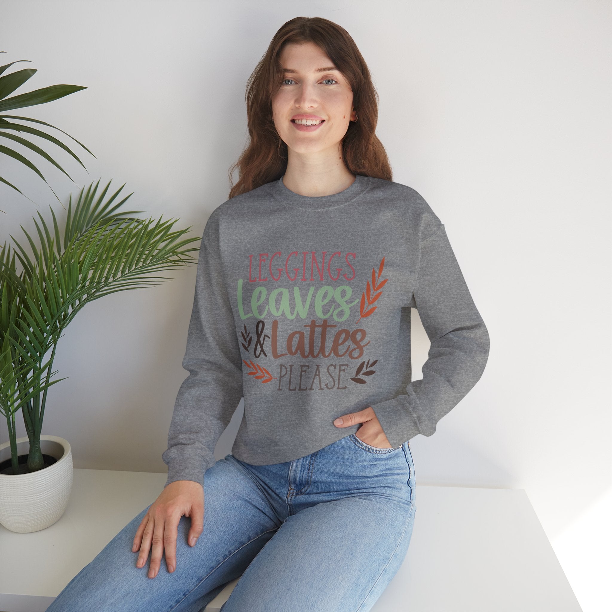 Autumn/Fall Crewneck Sweatshirt (Leggings, leaves & Latte...)