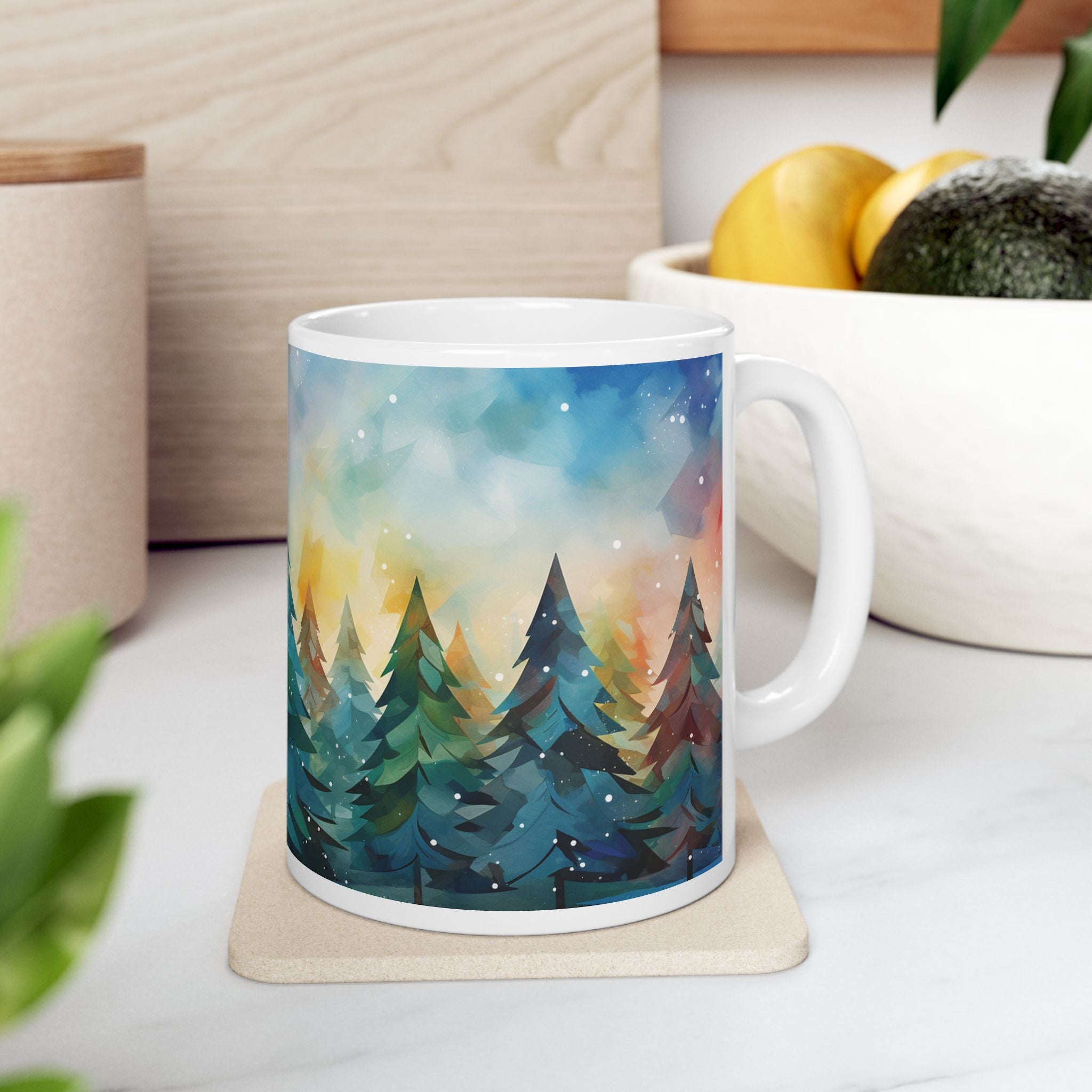 Colorful Forest Ceramic Mug 11oz- Perfect for Nature Lovers and Cozy Moments