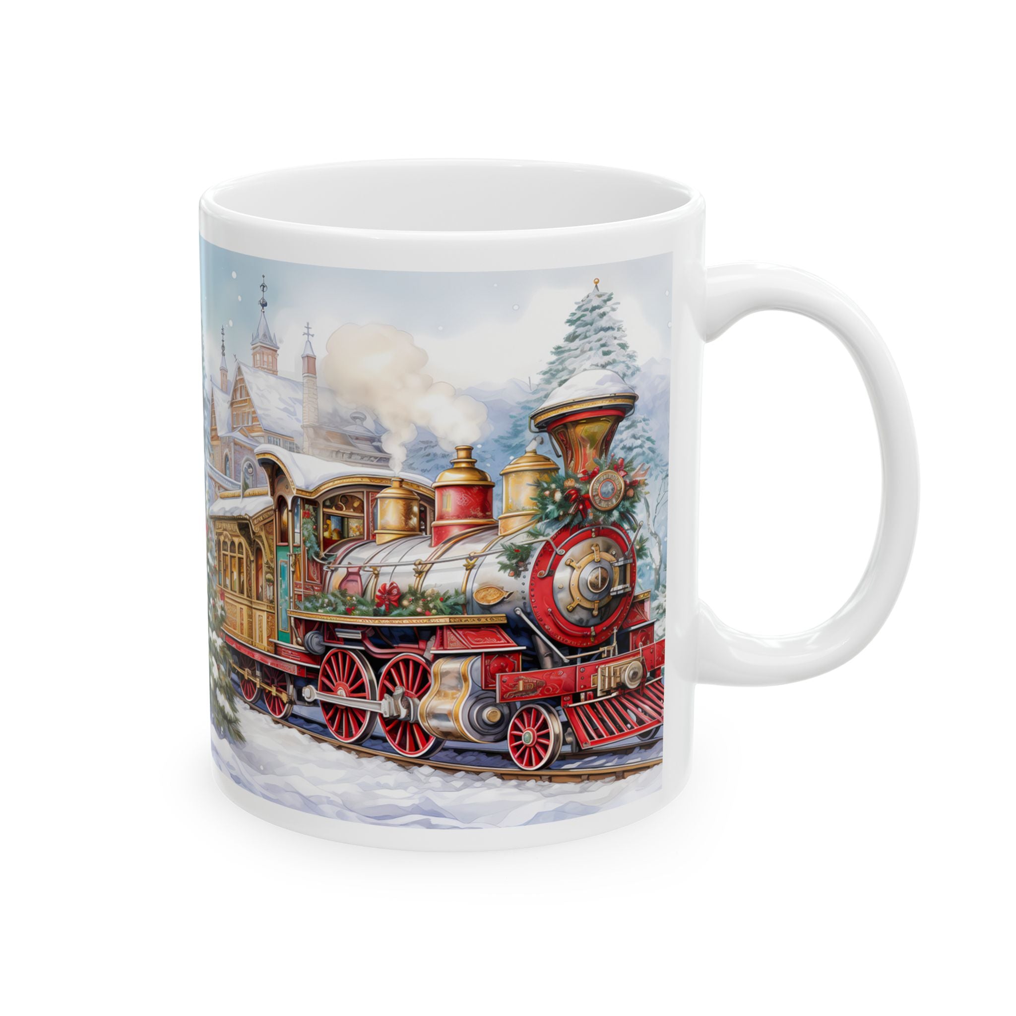 Vintage Christmas Train Ceramic Mug - Perfect Holiday Gift