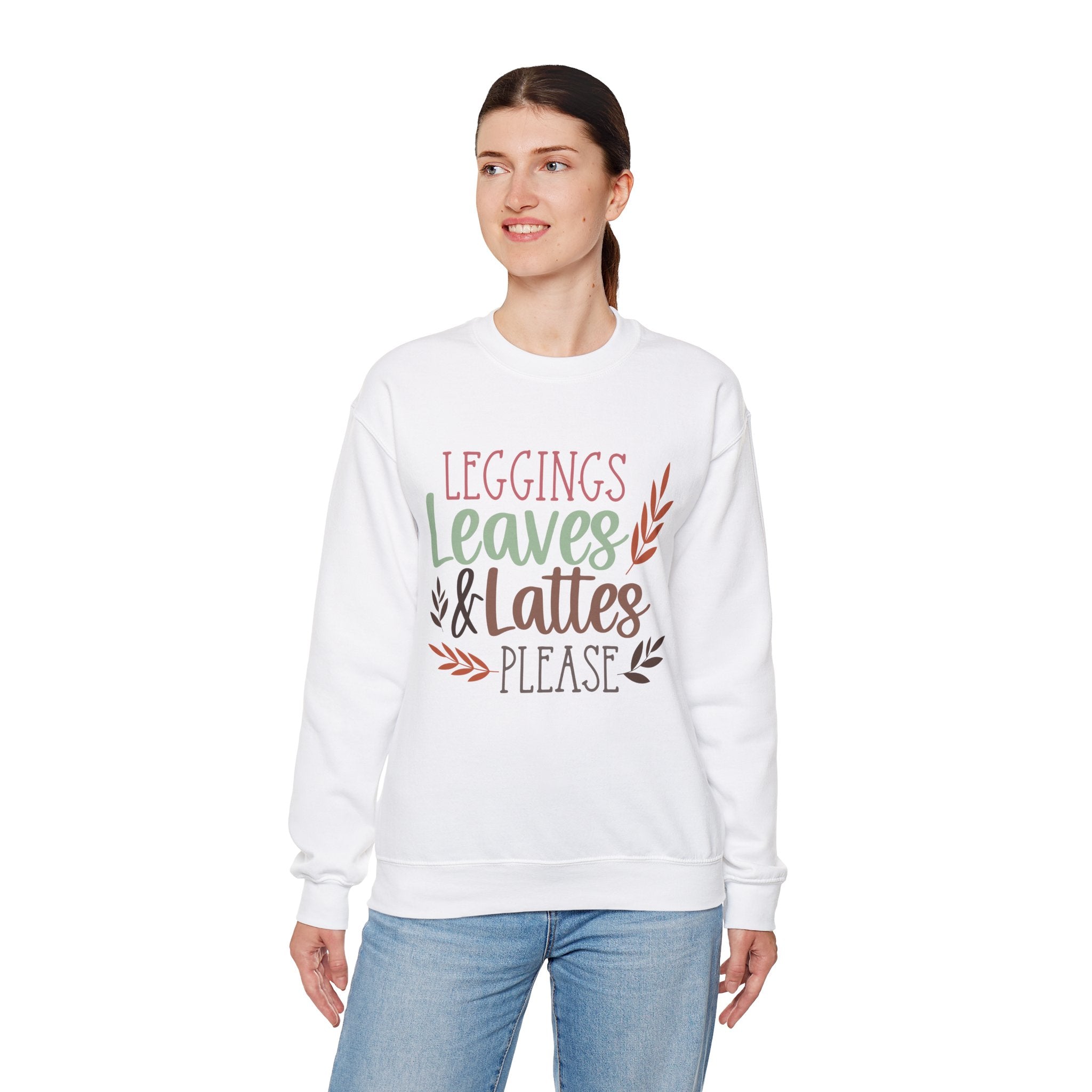 Autumn/Fall Crewneck Sweatshirt (Leggings, leaves & Latte...)