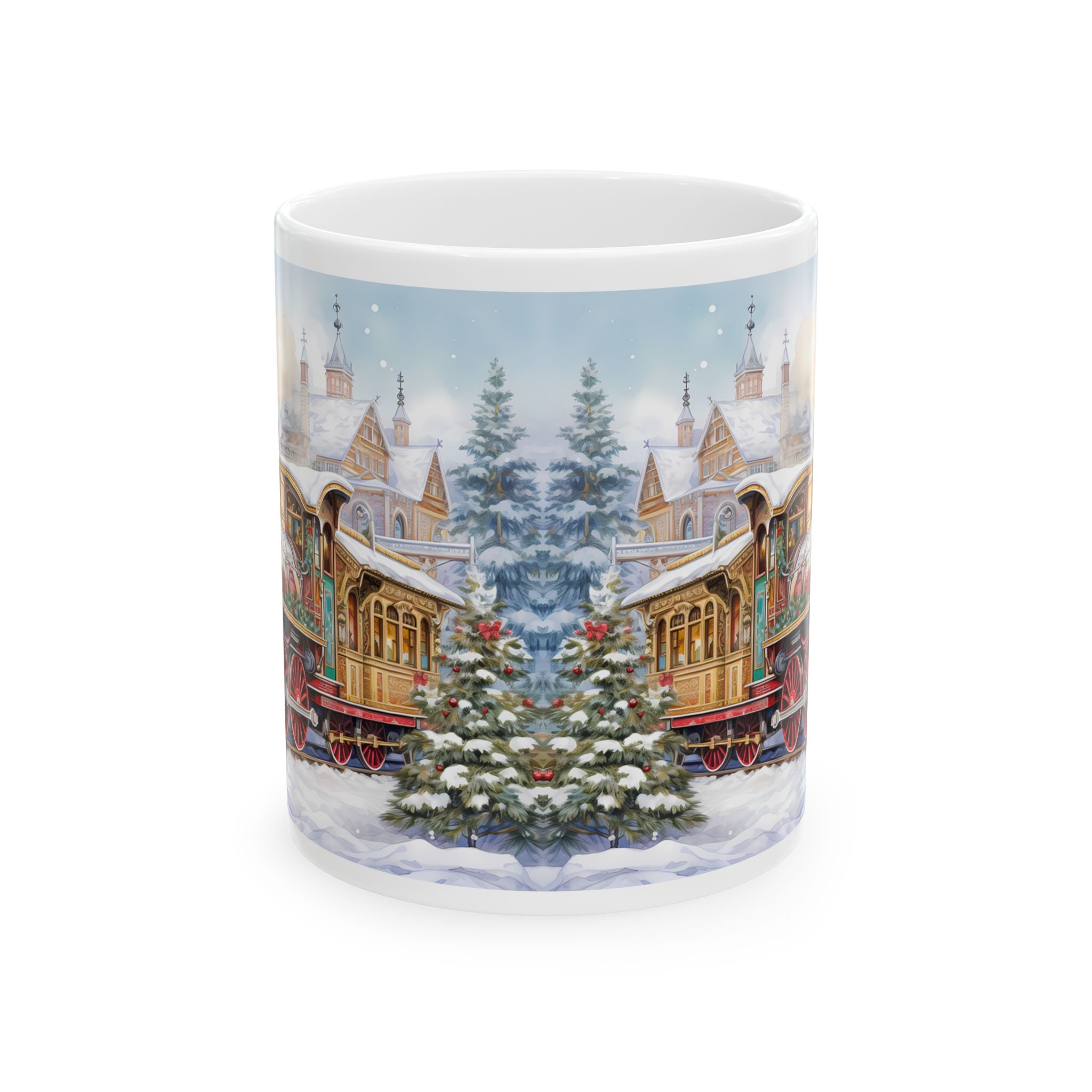 Vintage Christmas Train Ceramic Mug - Perfect Holiday Gift