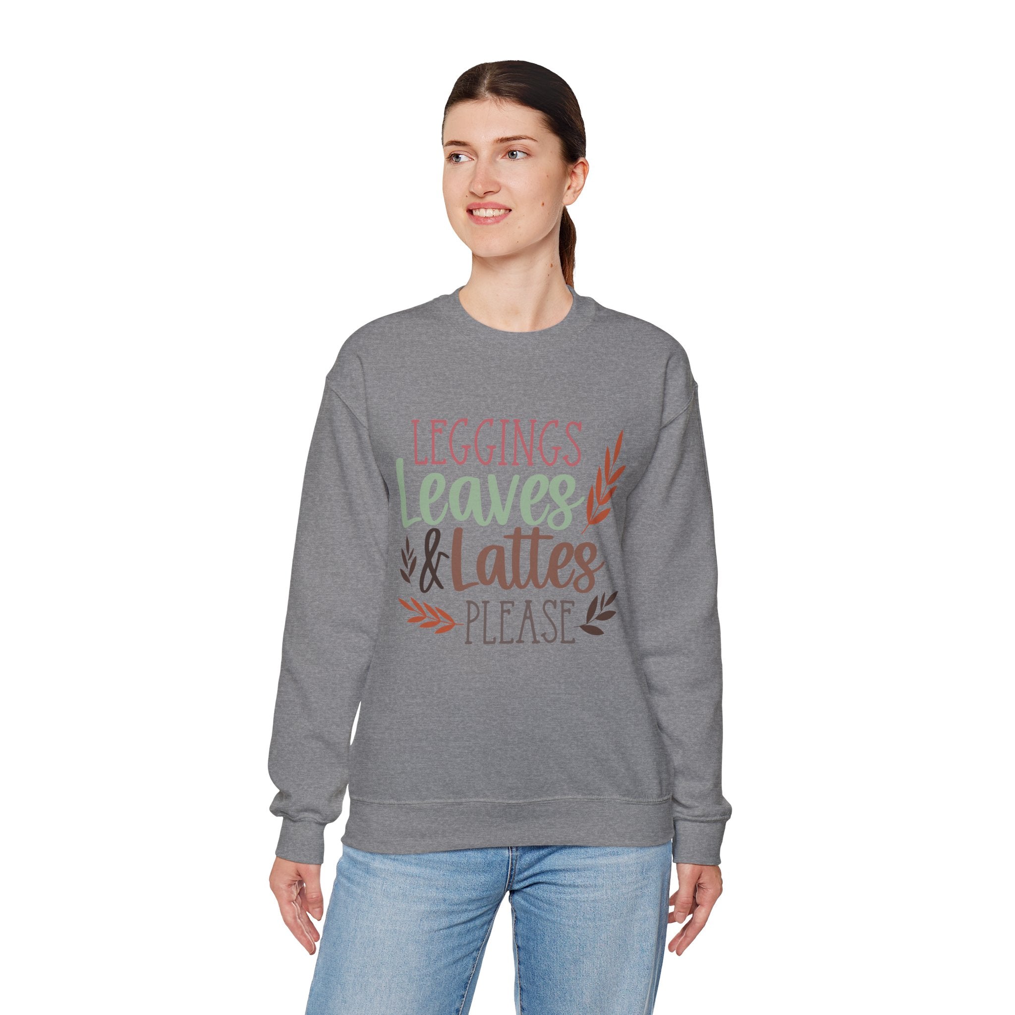 Autumn/Fall Crewneck Sweatshirt (Leggings, leaves & Latte...)