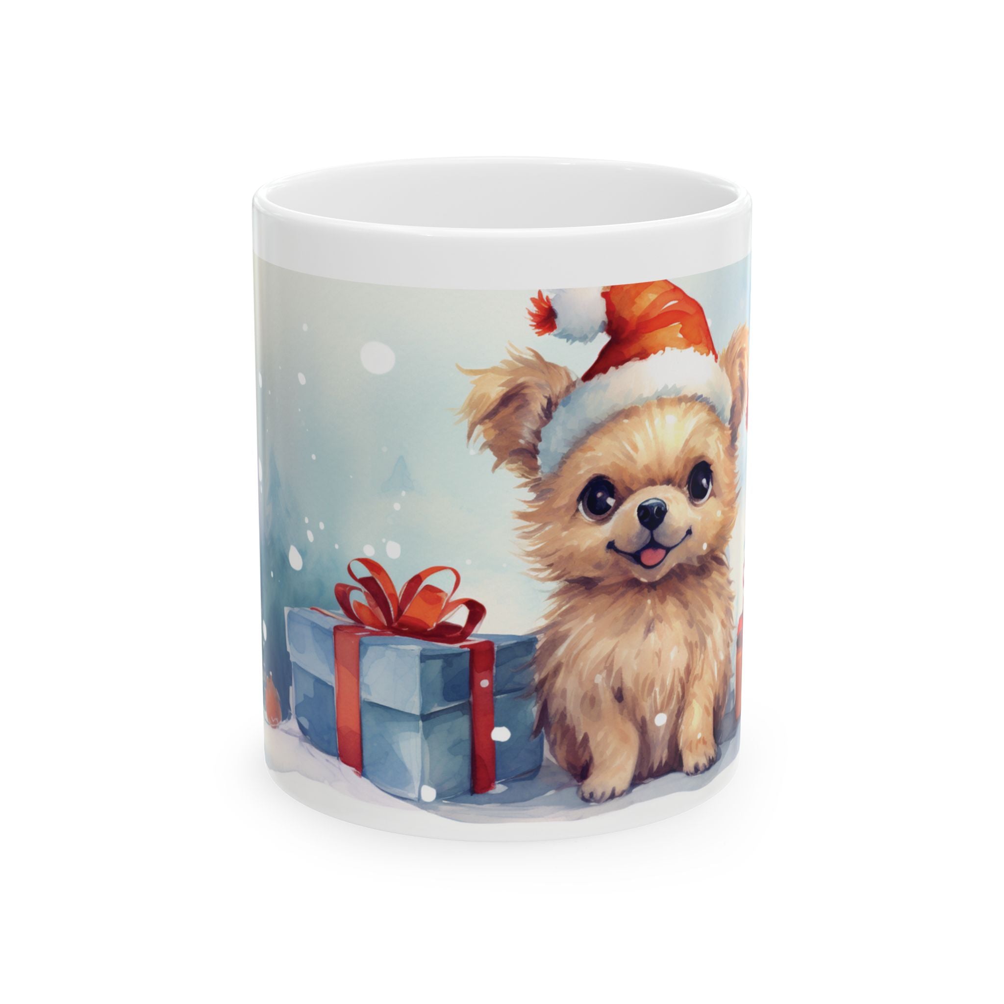 Puppy Christmas Tree and Gifts Ceramic Mug 11oz