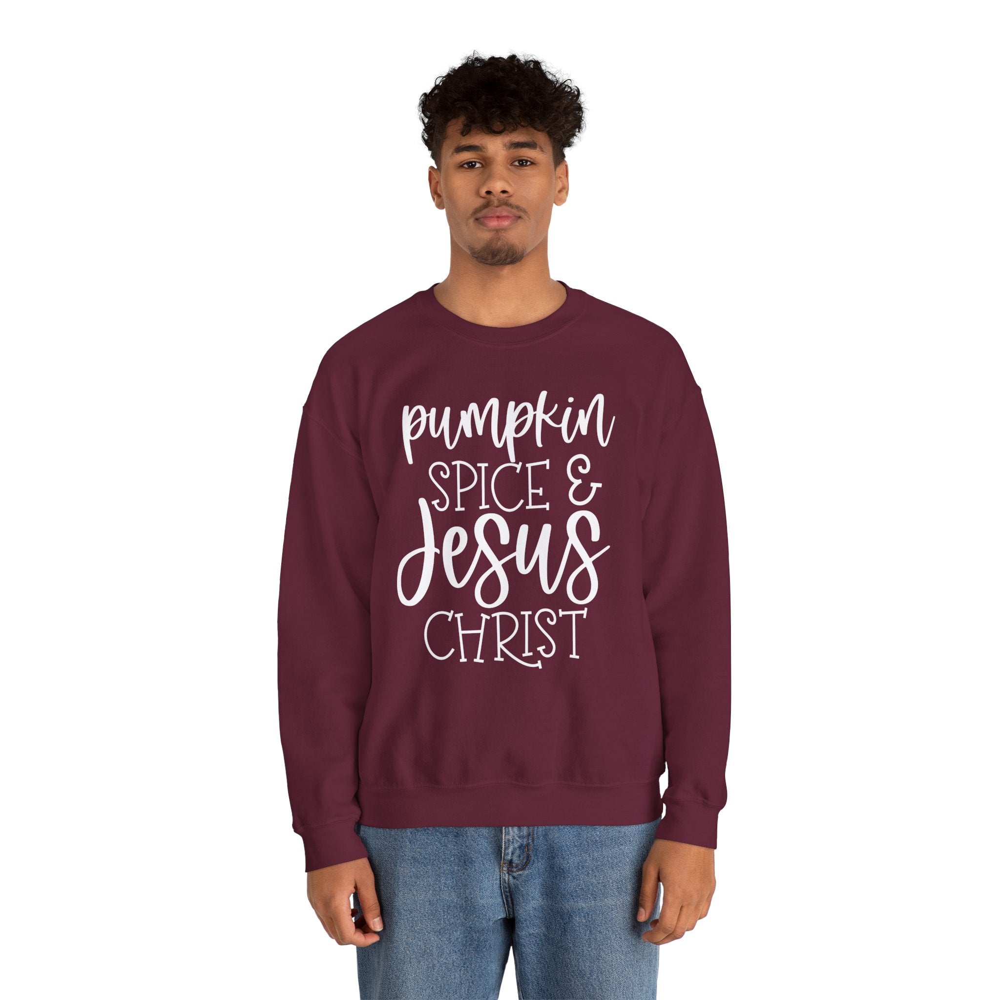 Autumn/Fall Pumpkin Spice & Jesus Christ Crewneck Sweatshirt