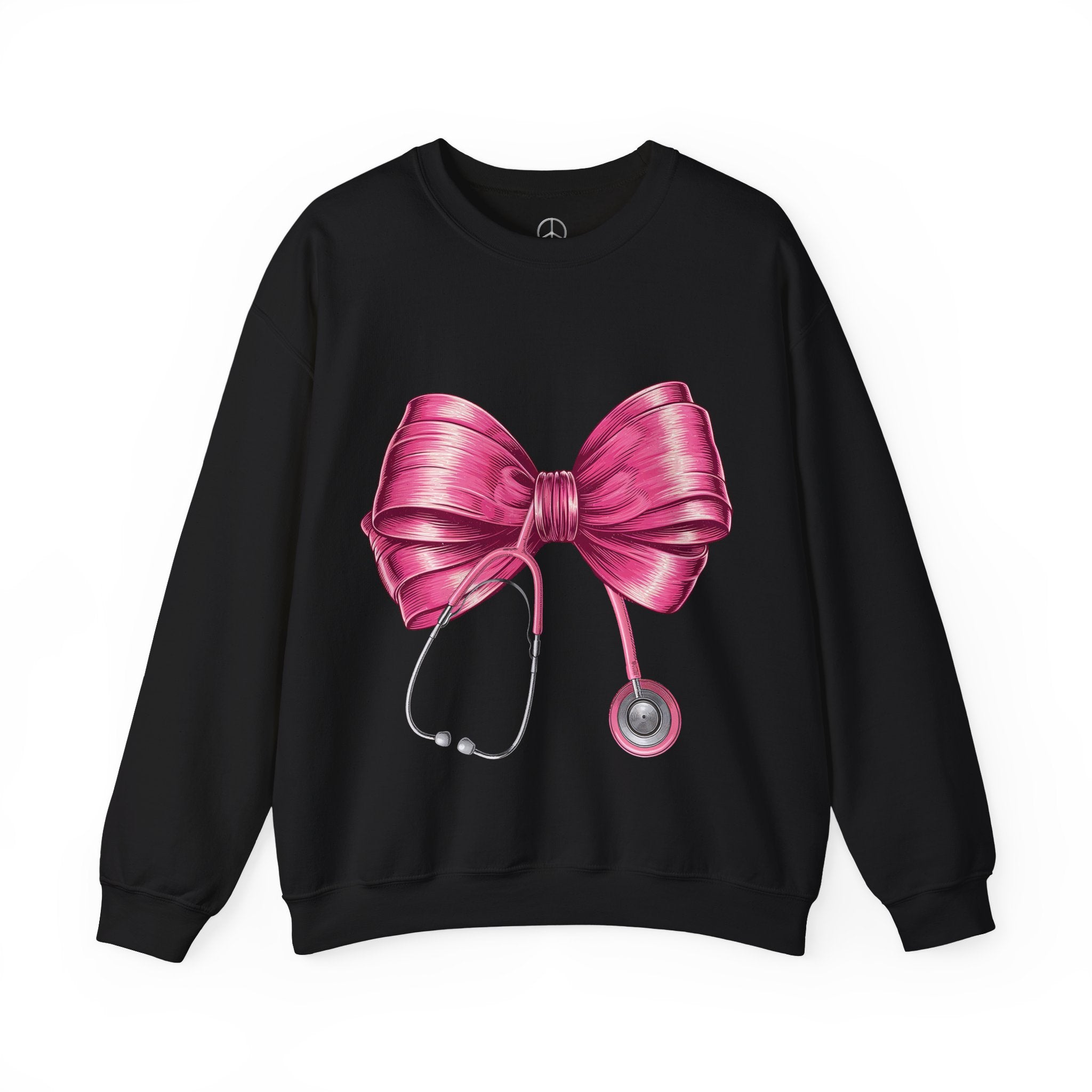 Cute Pink Bow Crewneck Sweatshirt - Perfect for Healthcare Heroes