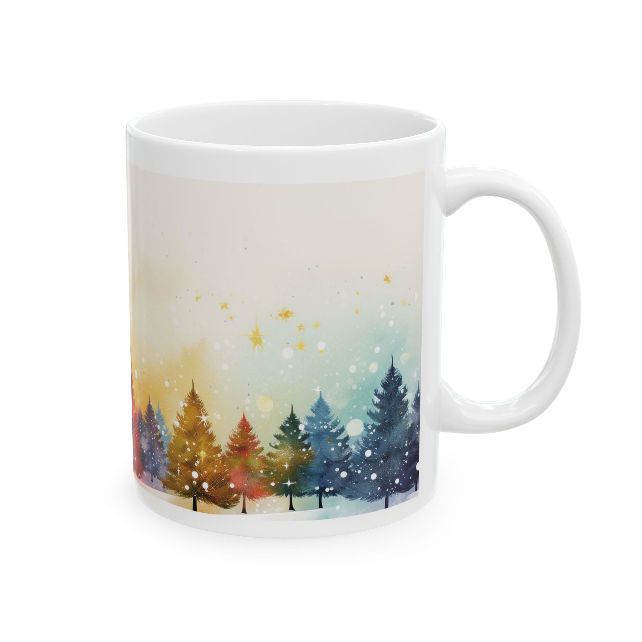 Whimsical Forest Ceramic Mug 11oz- Cozy Holiday Vibes for Coffee Lovers