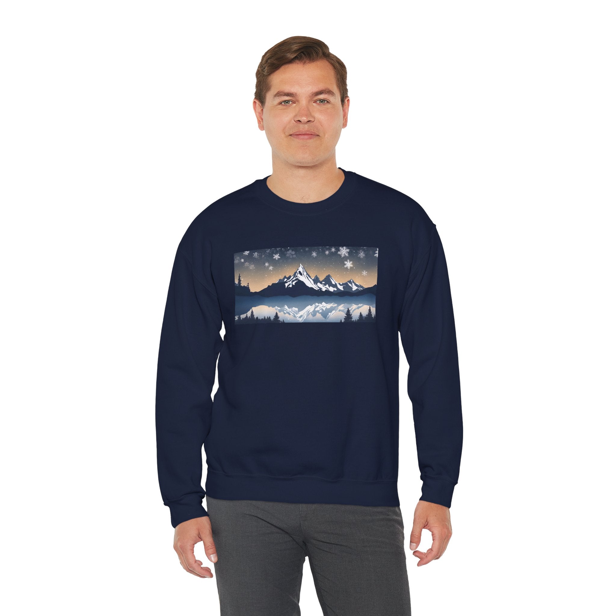 Cozy Mountain Landscape Crewneck Sweatshirt - Winter Essentials