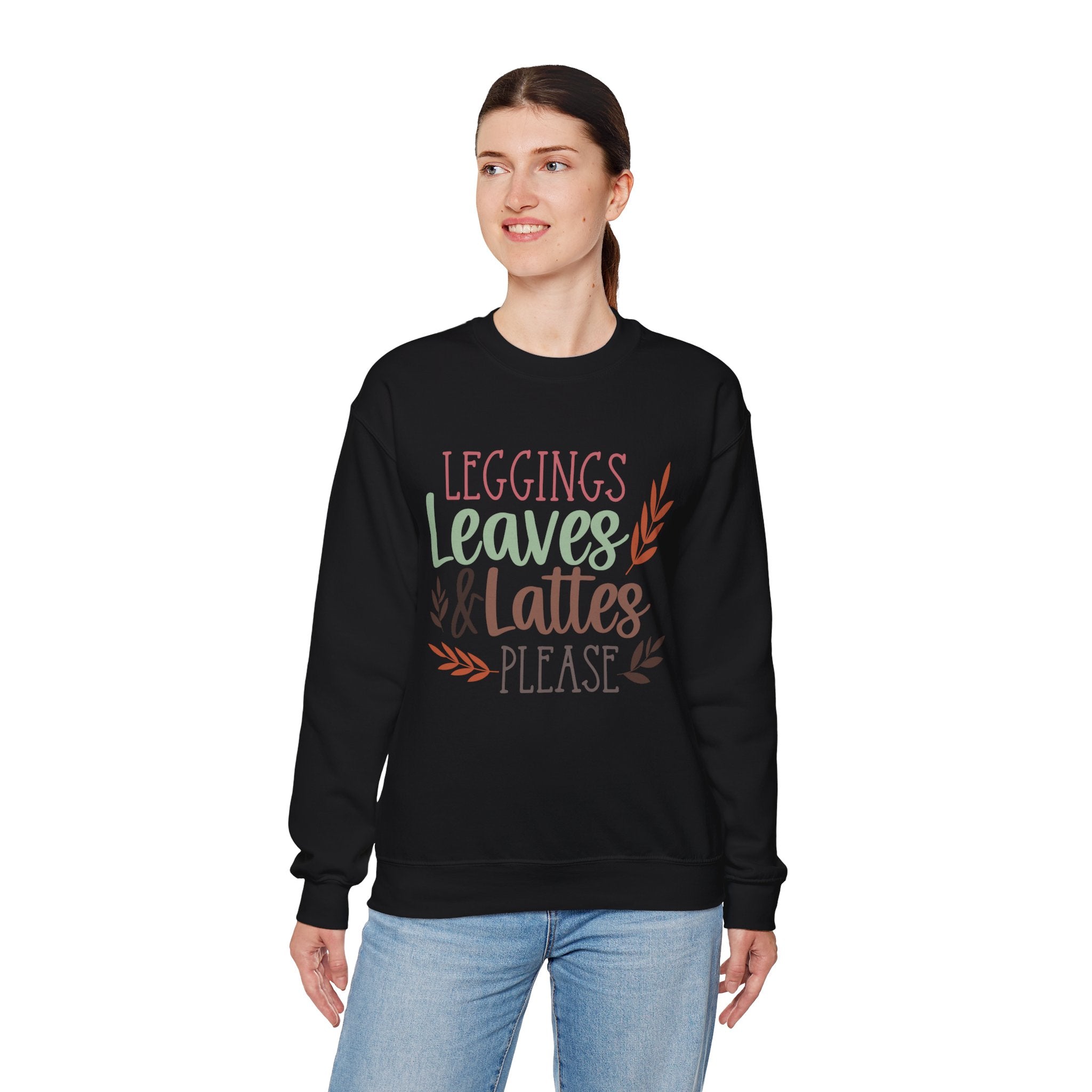 Autumn/Fall Crewneck Sweatshirt (Leggings, leaves & Latte...)