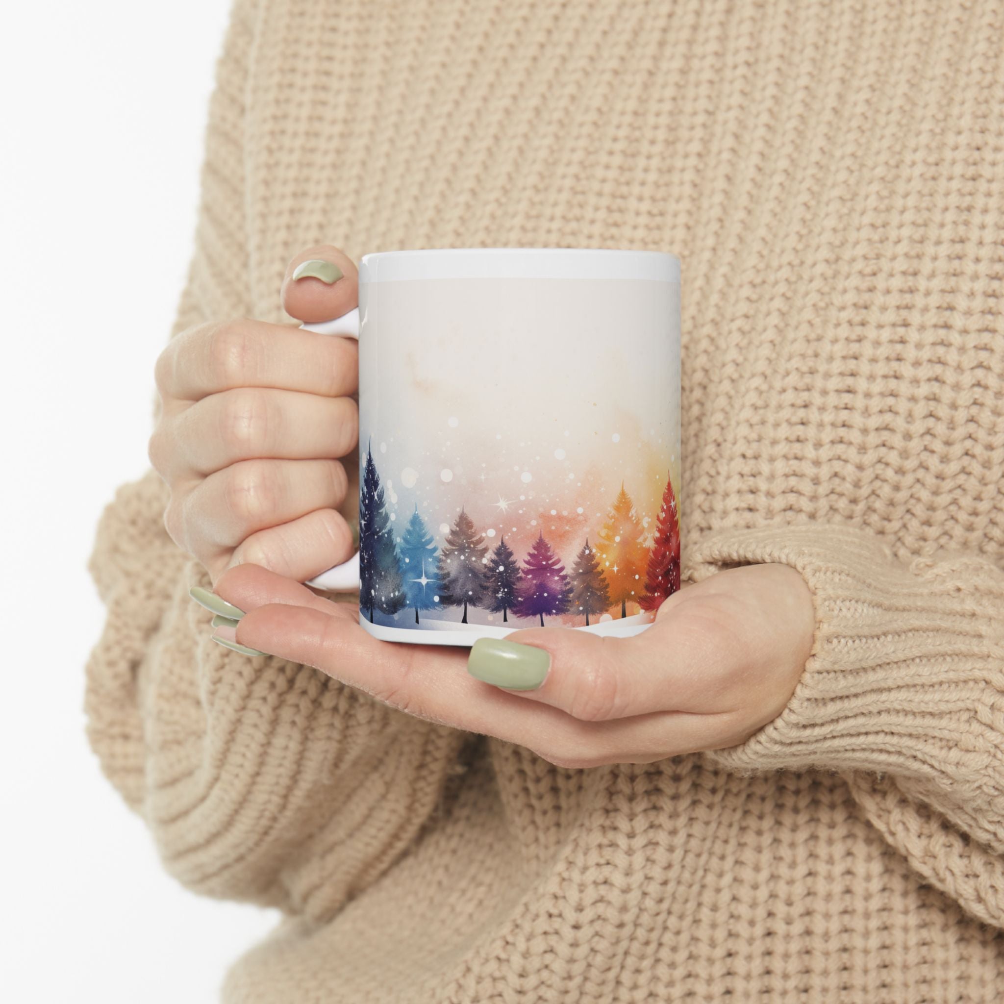 Whimsical Forest Ceramic Mug 11oz- Cozy Holiday Vibes for Coffee Lovers