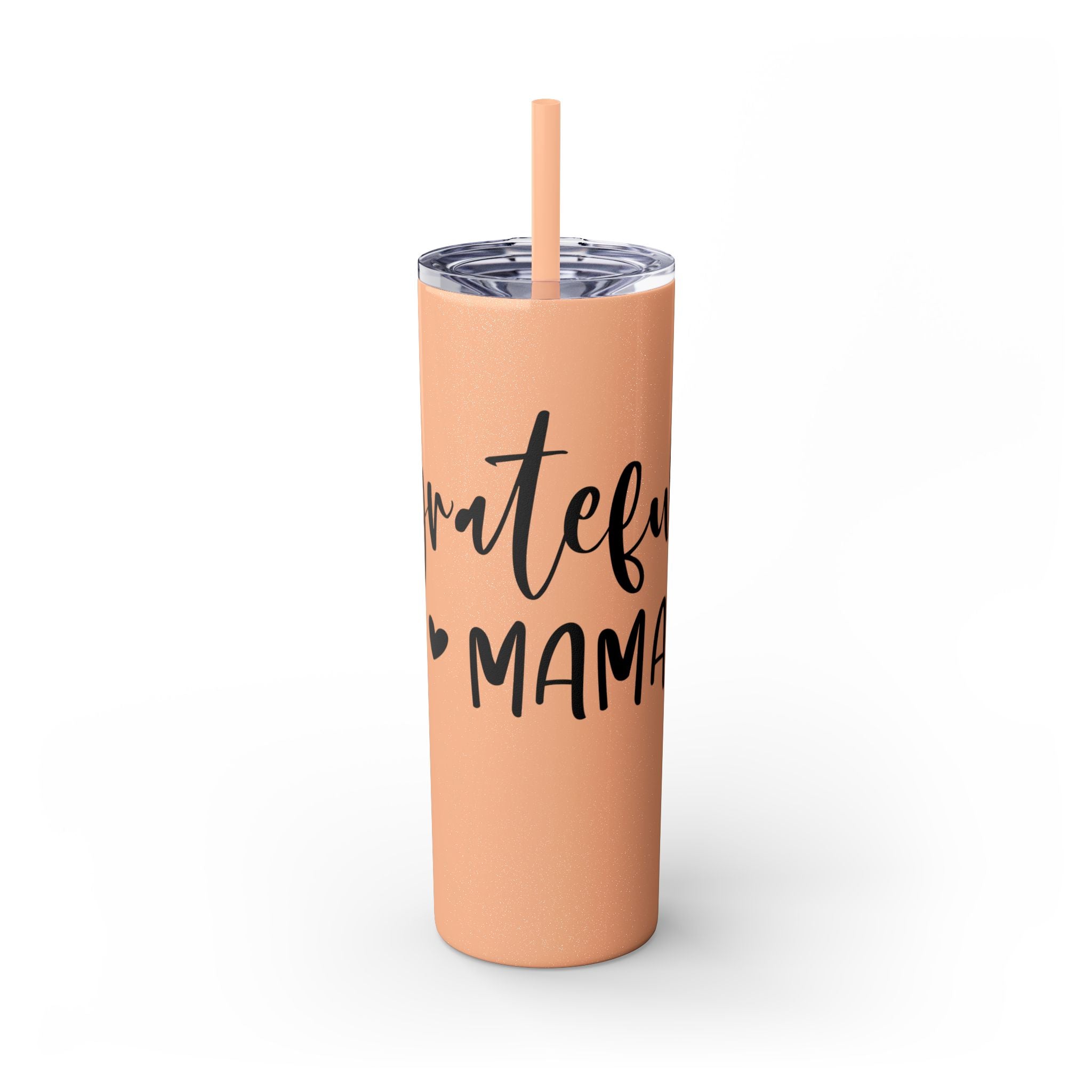 Grateful Mama Insulated Stainless Skinny Tumbler with Straw, 20oz