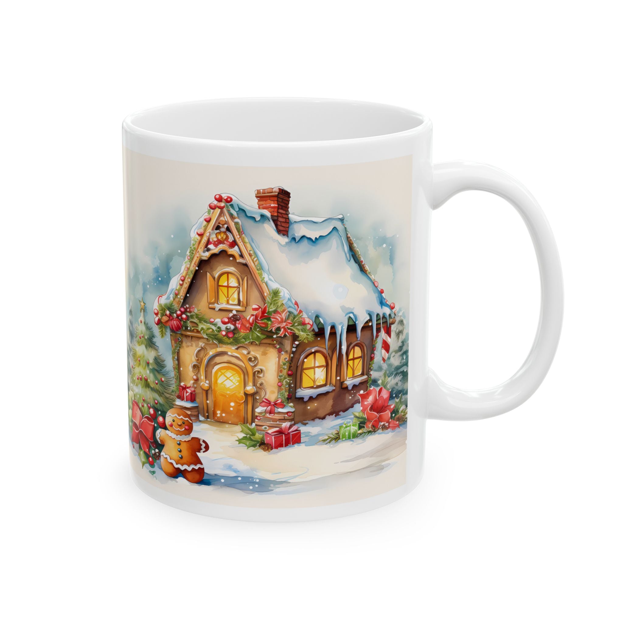 Winter Vintage Christmas House Ceramic Mug 11oz