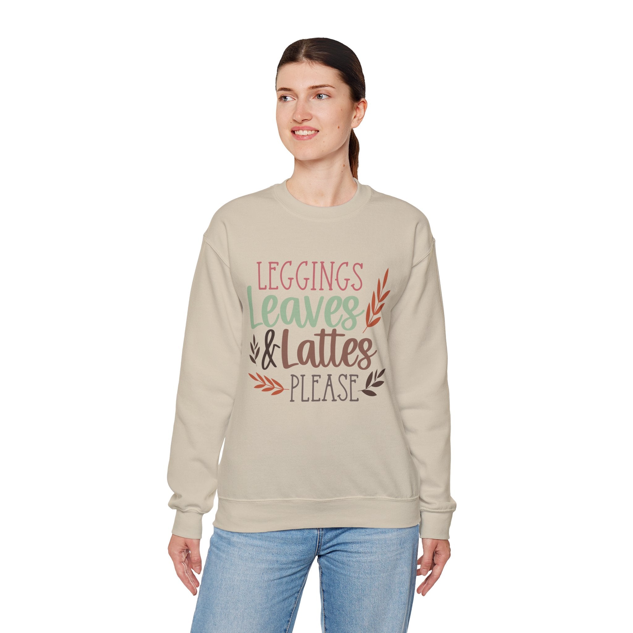 Autumn/Fall Crewneck Sweatshirt (Leggings, leaves & Latte...)