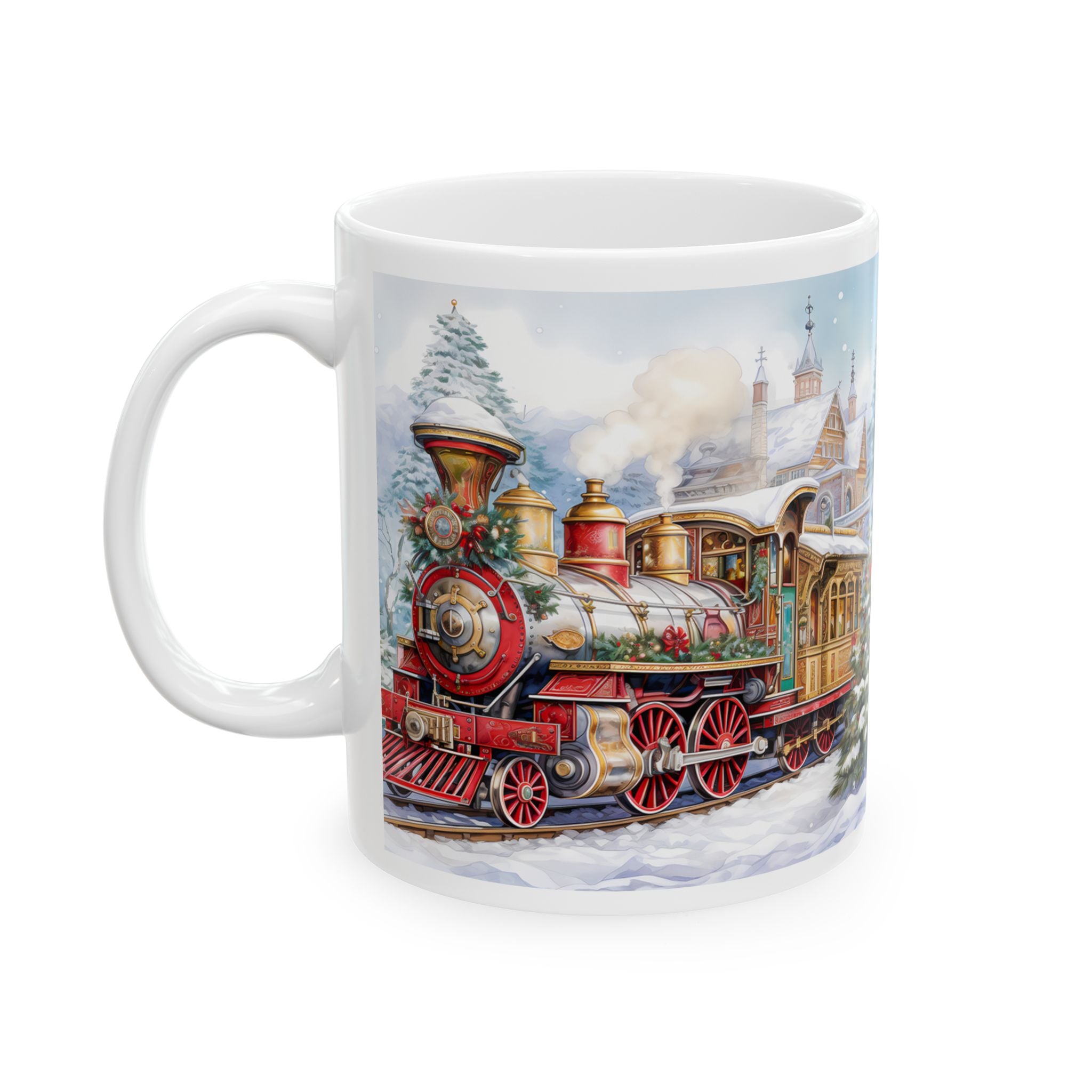 Vintage Christmas Train Ceramic Mug - Perfect Holiday Gift