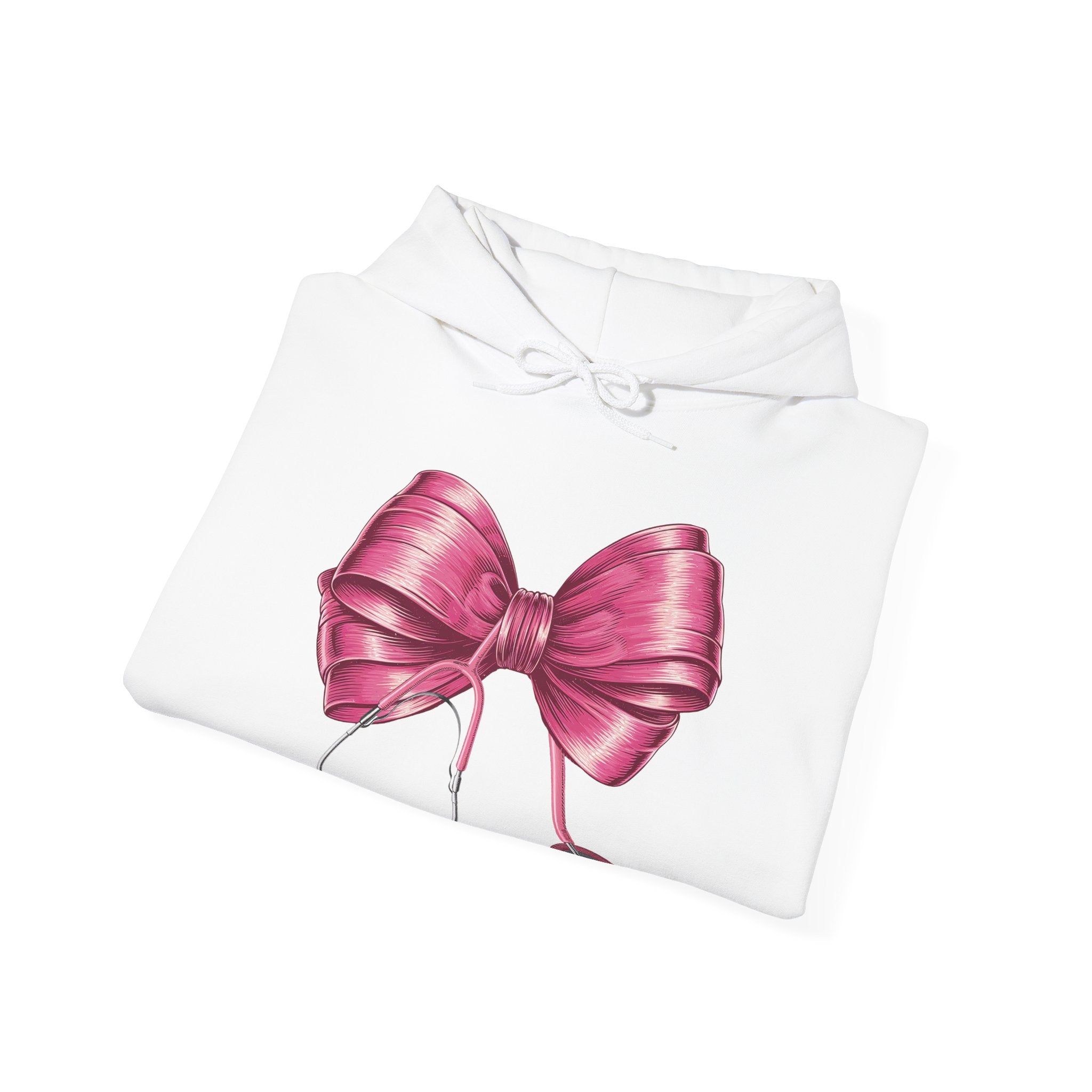 Cute Pink Bow Hoodie - Perfect for Healthcare Professionals Essential for Fall/Winter.