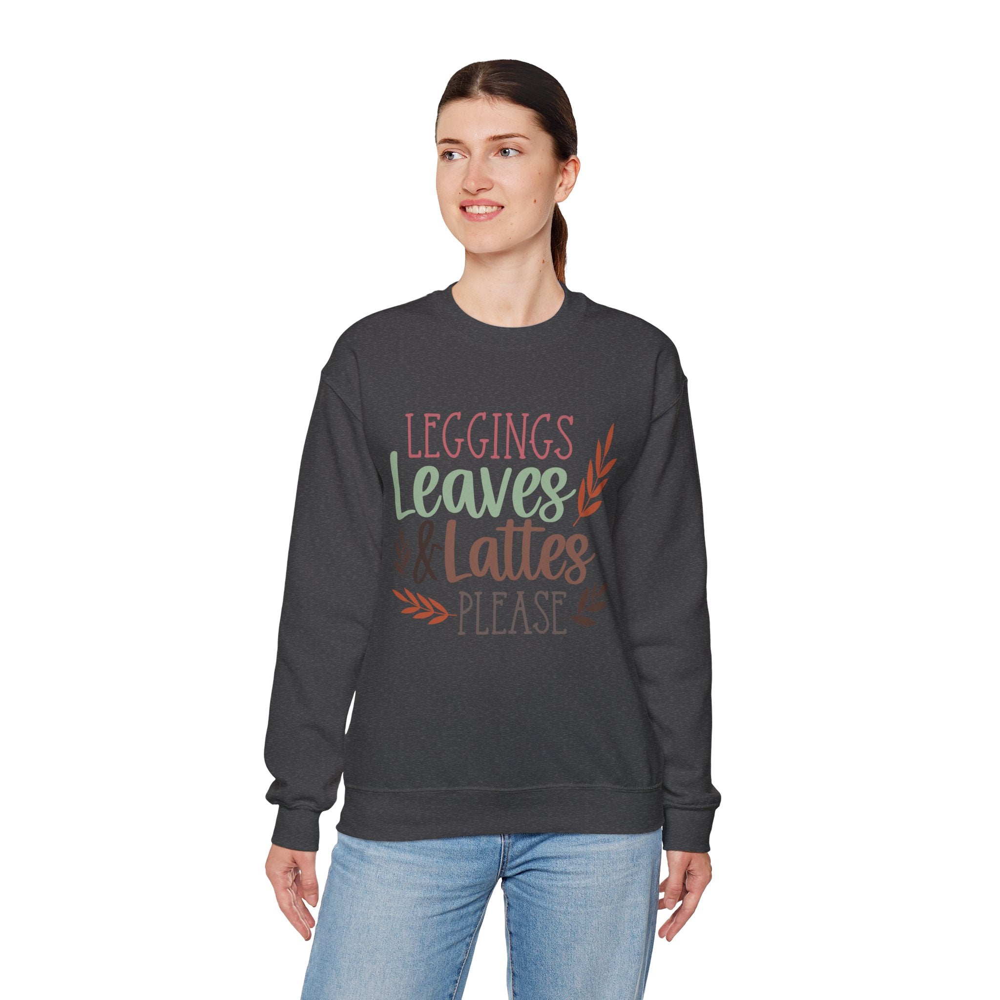 Autumn/Fall Crewneck Sweatshirt (Leggings, leaves & Latte...)