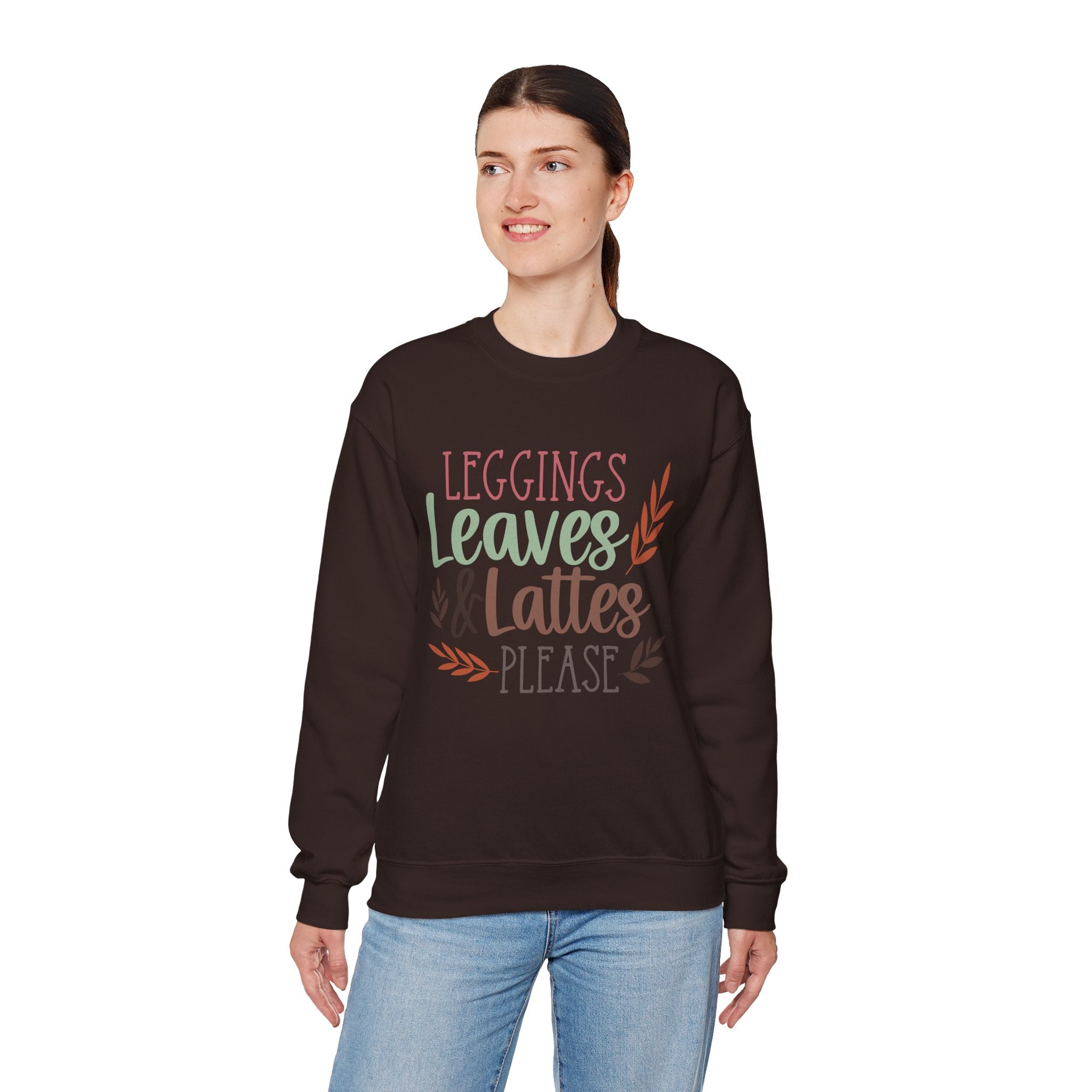 Autumn/Fall Crewneck Sweatshirt (Leggings, leaves & Latte...)